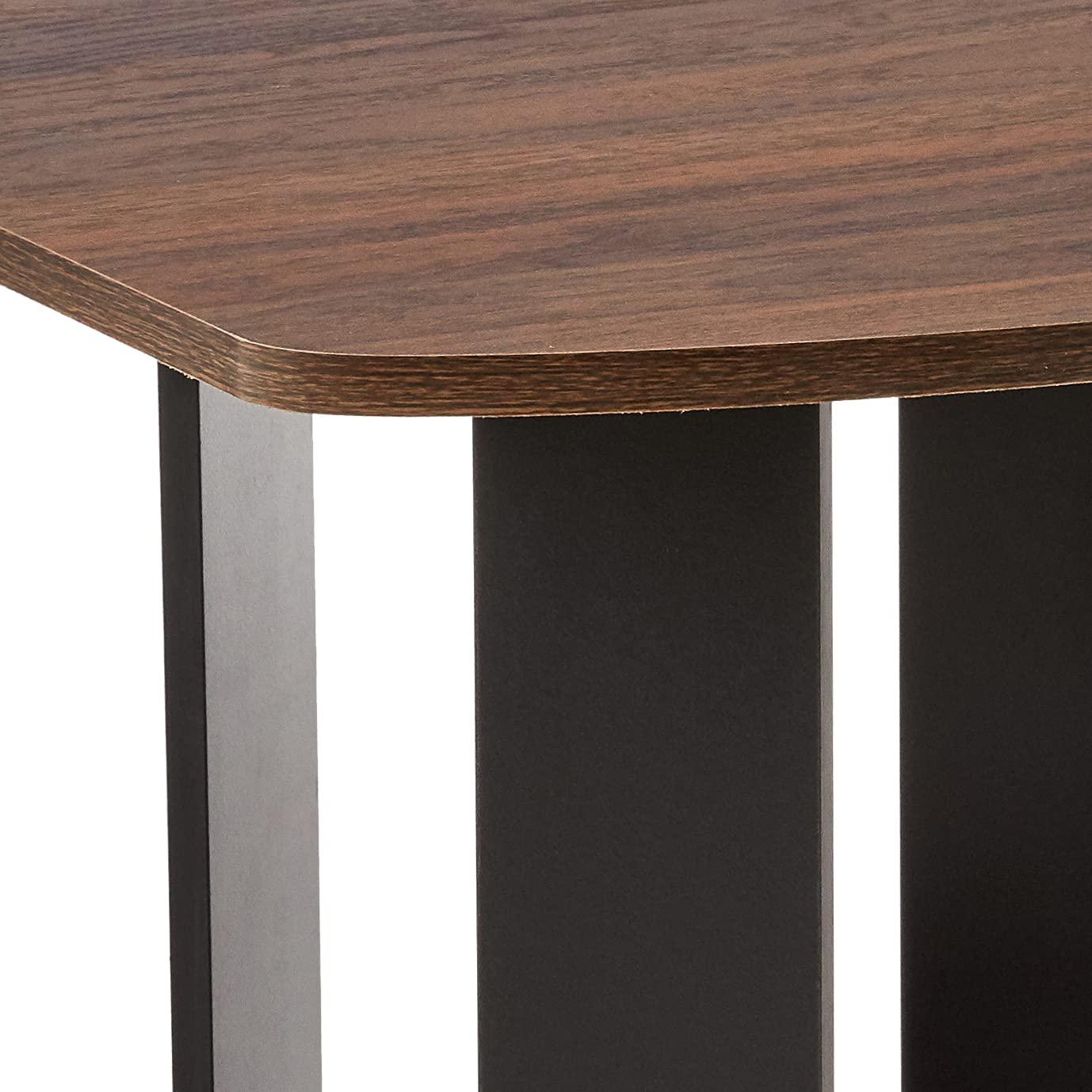 Columbia Walnut and Black Rectangular Wood End Tables, Set of 2