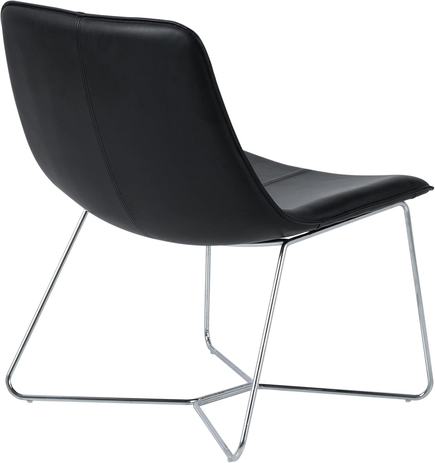 OSP Home Furnishings Grayson Contemporary Scoop Accent Chair, Black with Chrome Base