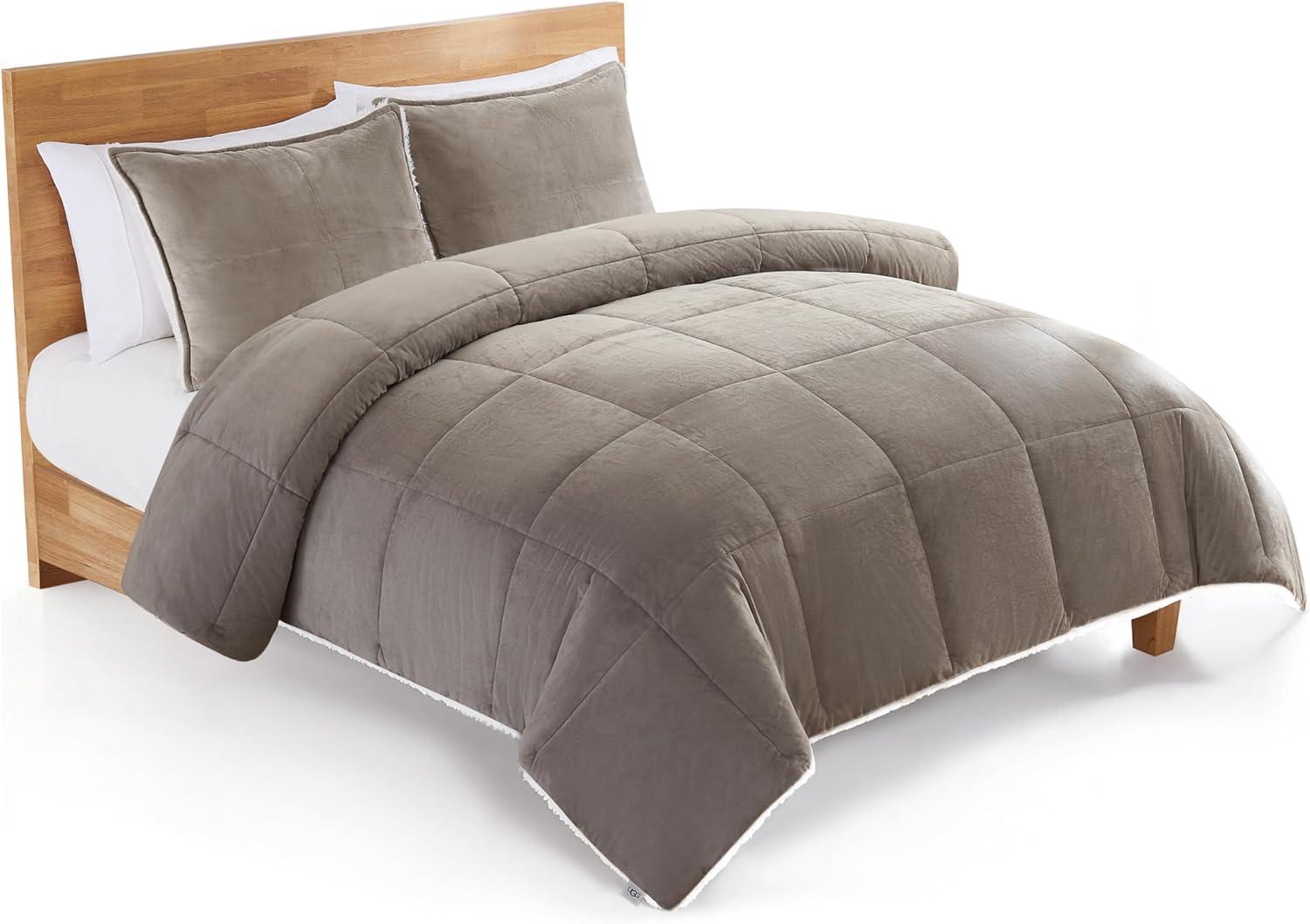 Queen Brown Reversible Down Alternative Comforter Set