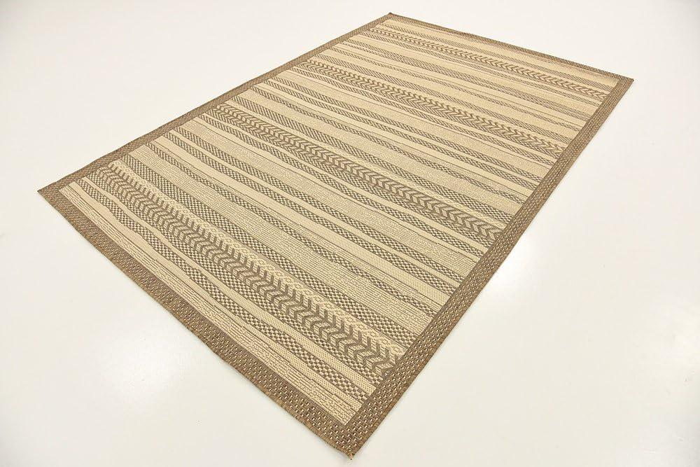 Sandy Stripe 5'3" x 8' Rectangular Outdoor Washable Rug