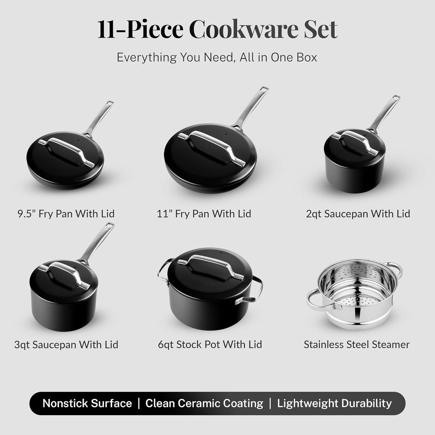 Gotham Steel Modern Collection 11 Piece Ceramic Nonstick Cookware Set