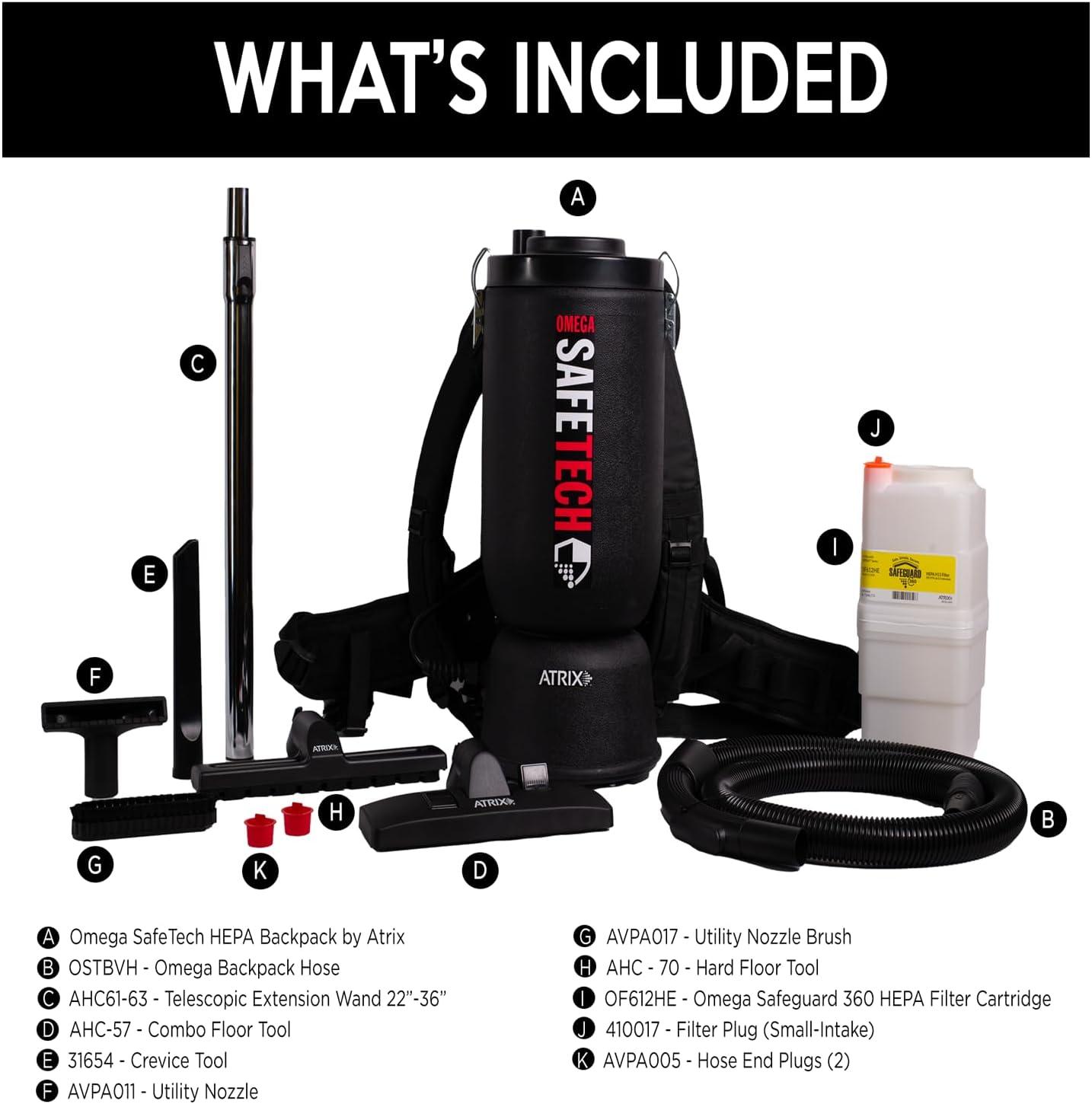 Black HEPA Wet/Dry Backpack Vacuum with Telescopic Wand