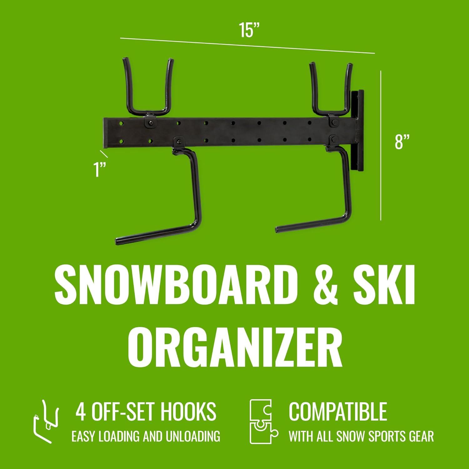 StoreYourBoard Cascade Snowboard & Ski Organizer | Horizontal Wall Mount