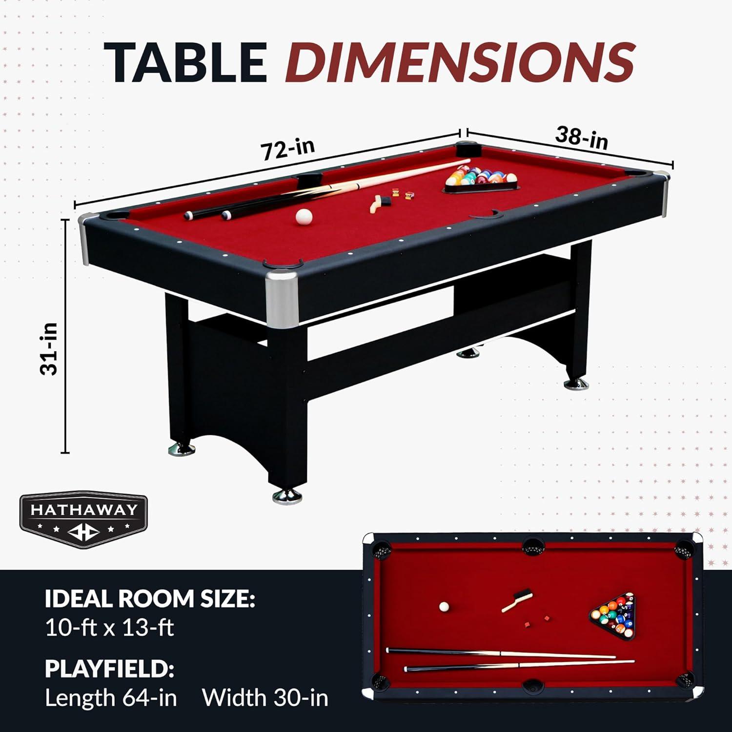 Hathaway Games Hathaway Spartan 6 Ft Pool Table, with Ping Pong Multi Game Combo Tables for Family Recreation Game Rooms - Includes Billiard Balls, Cues, Paddles, Brush & More