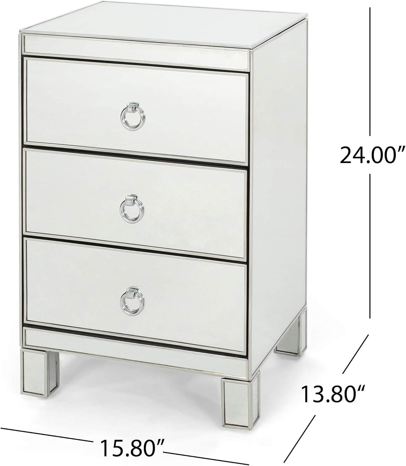Hedy Modern Mirrored 3 Drawer Cabinet