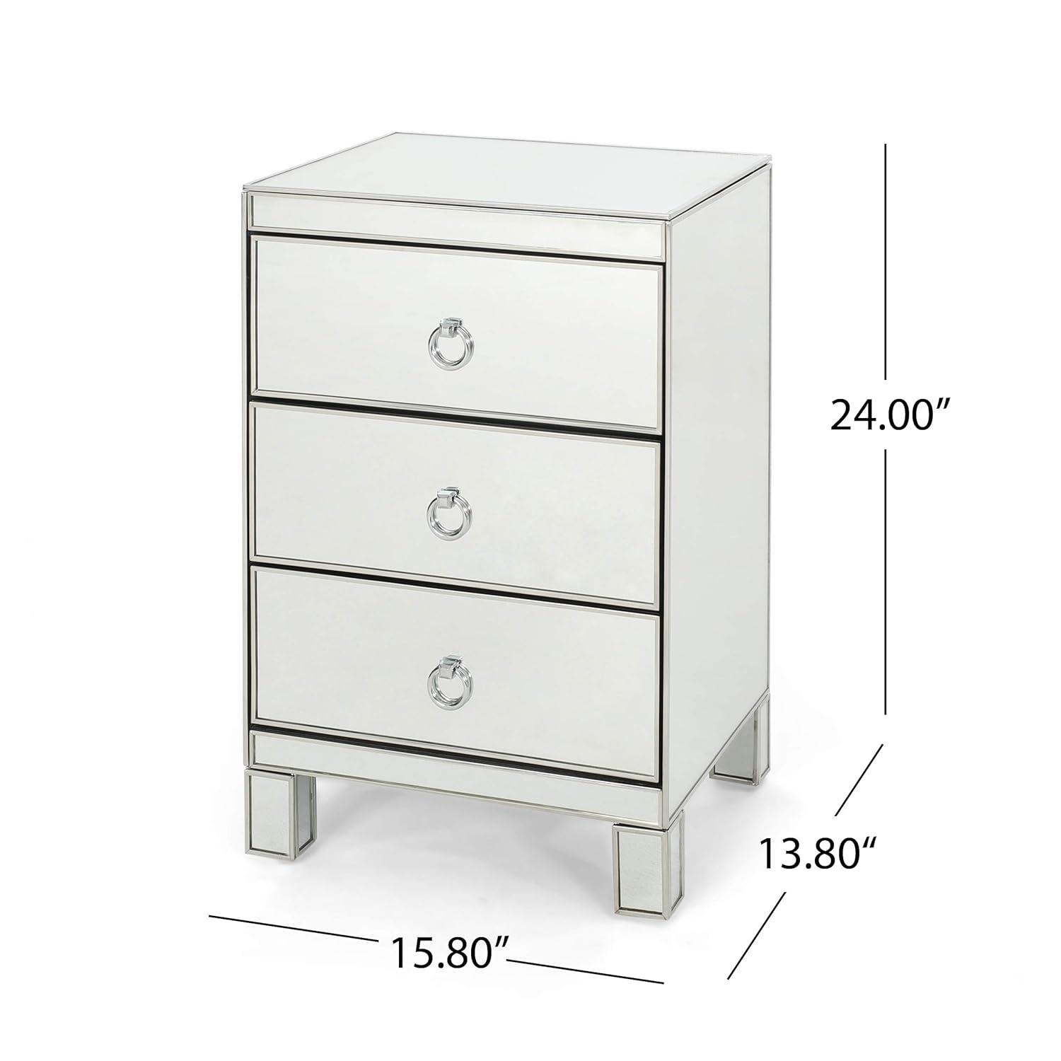 Hedy Modern Mirrored 3 Drawer Cabinet