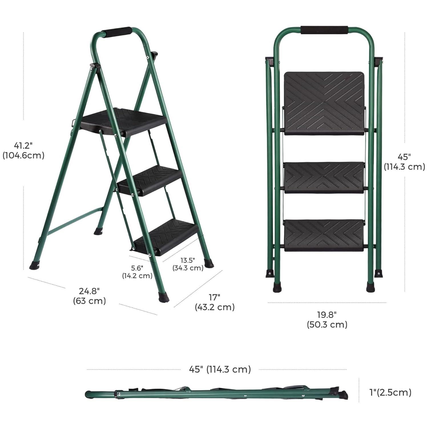 Delxo 3 - Step Steel Lightweight Folding Step Ladder