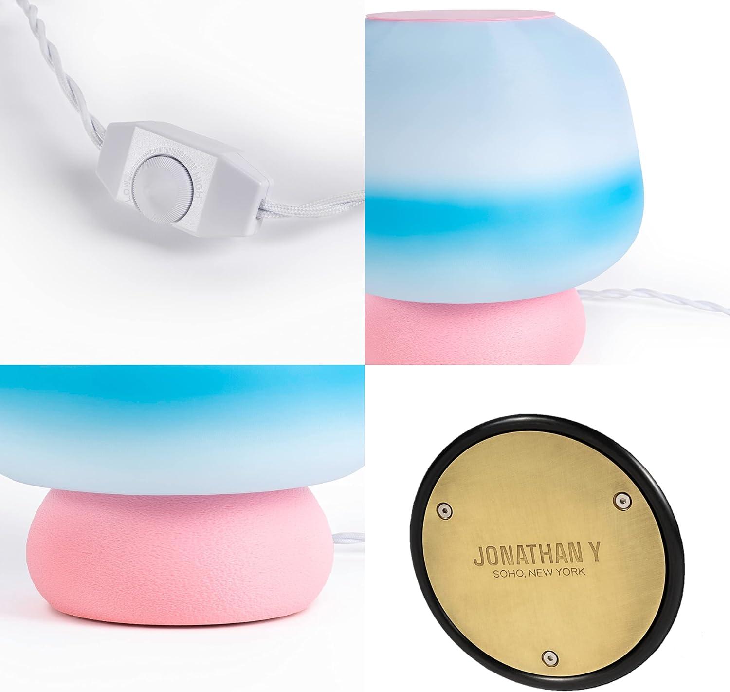 JONATHAN Y USA1004B 3D Printed Dimmable LED Table Lamp Mushroom 10" Modern Classic Plant-Based PLA for Living Room, Dorm, Home, Office (LED Bulb Included), Blue/White/Light