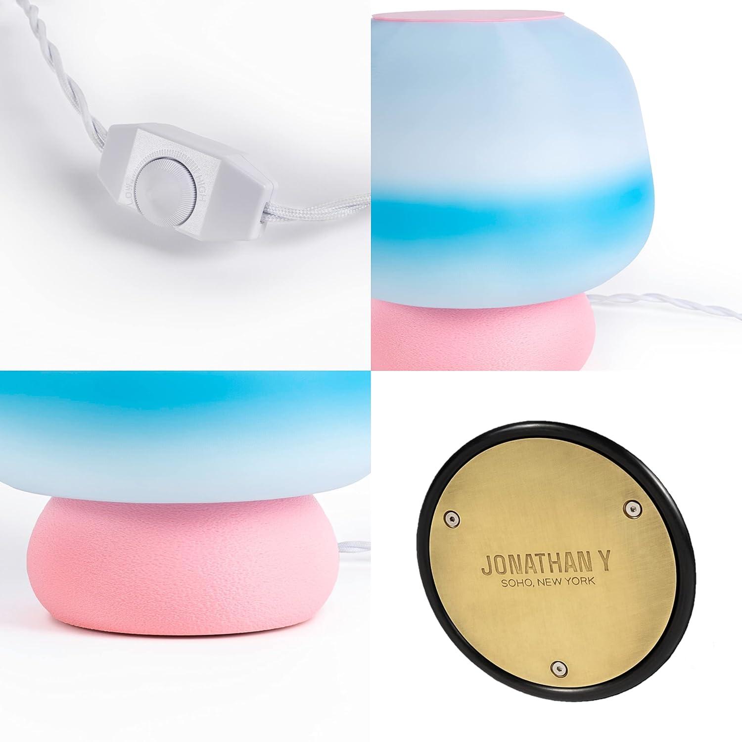 JONATHAN Y USA1004B 3D Printed Dimmable LED Table Lamp Mushroom 10" Modern Classic Plant-Based PLA for Living Room, Dorm, Home, Office (LED Bulb Included), Blue/White/Light