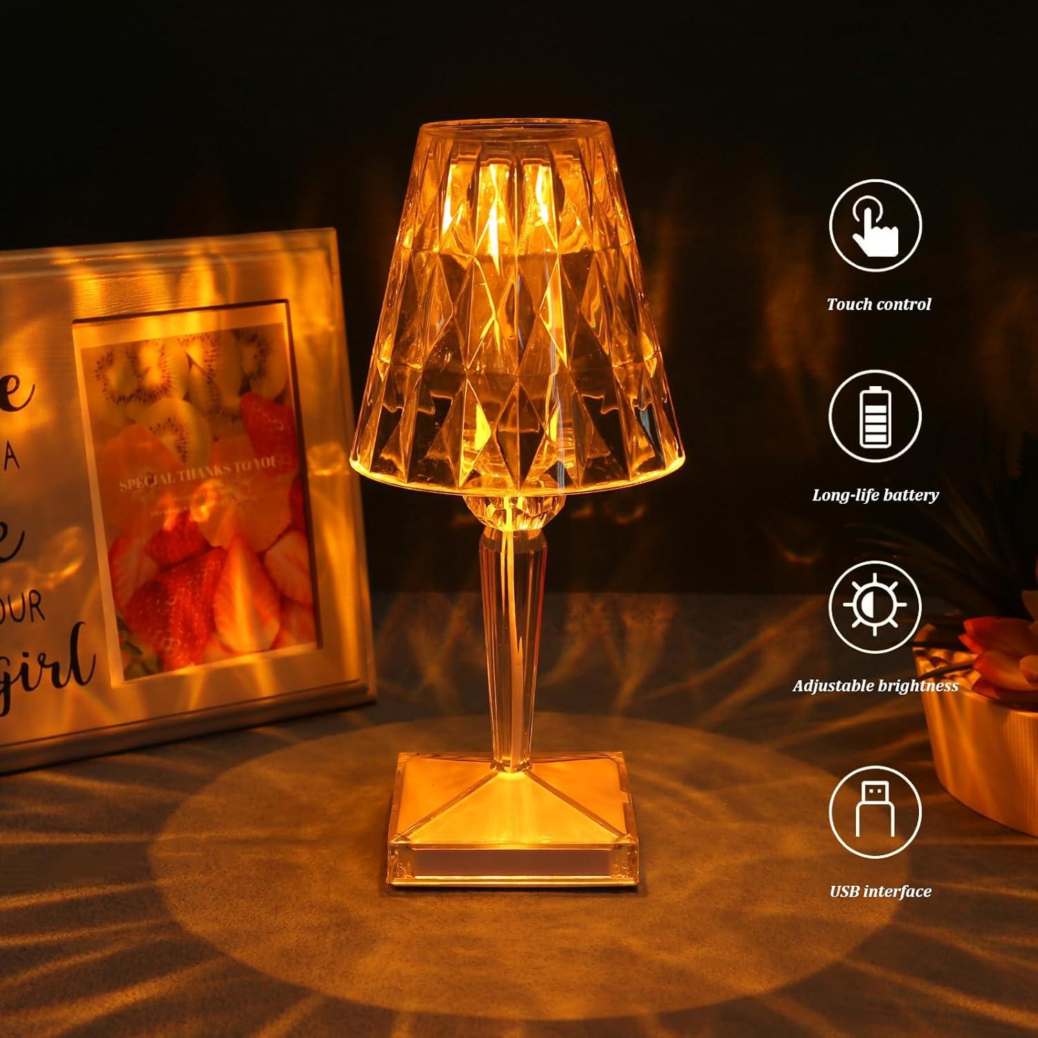 Crystal Touch Control Rechargeable Acrylic Table Lamp