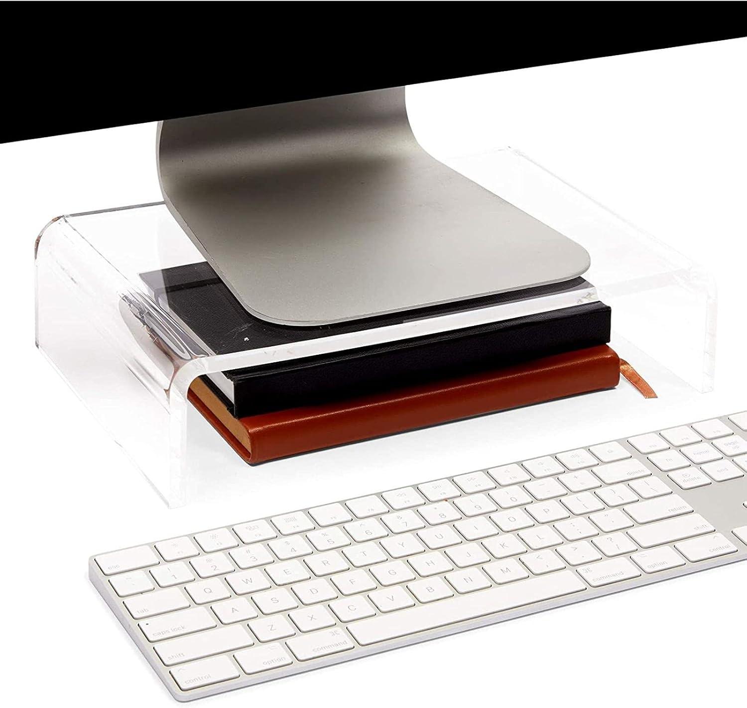 Clear Acrylic Computer Monitor Stand Riser, 12 x 8 x 3 inches