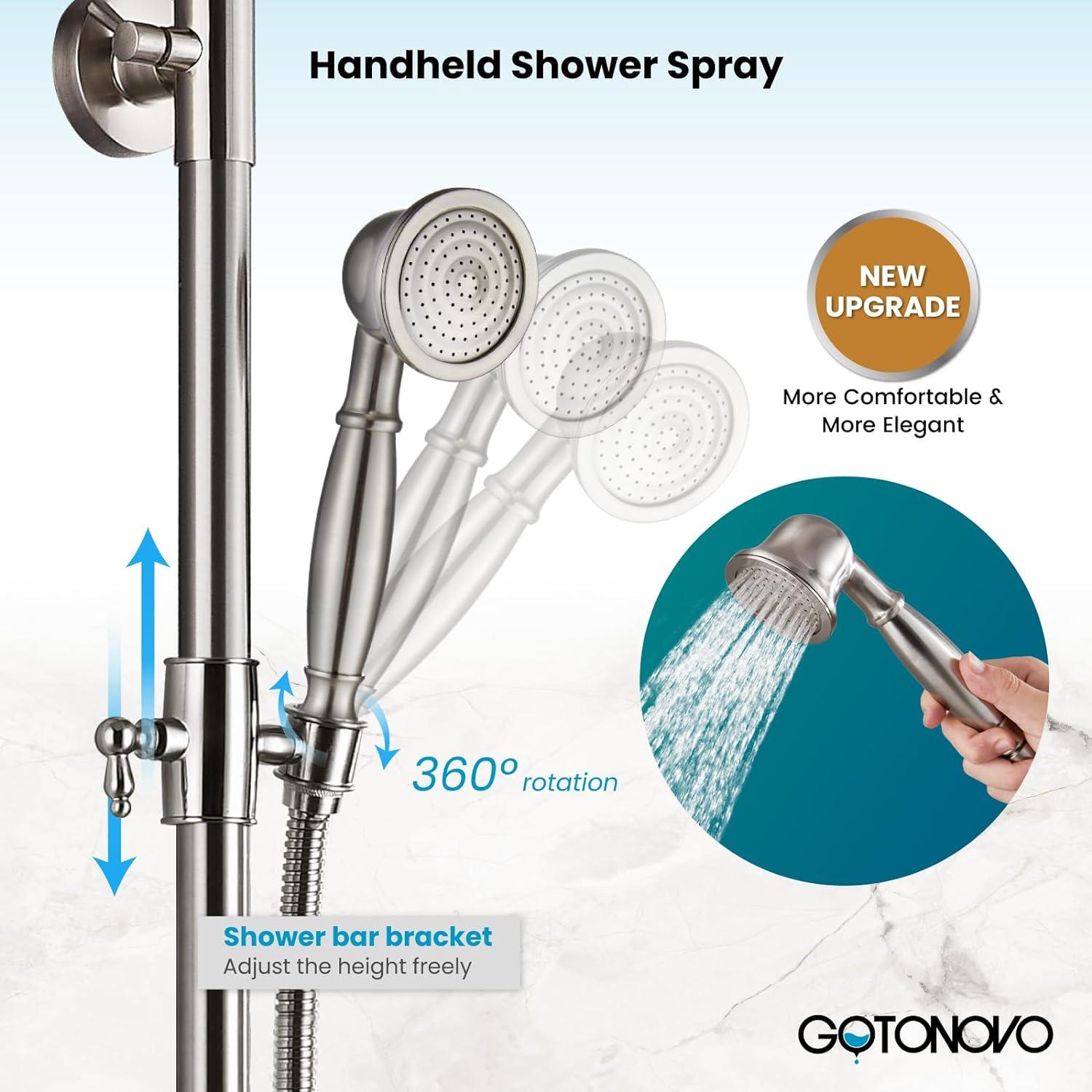 Brushed Nickel Wall Mounted Rainfall Shower Set with Handheld