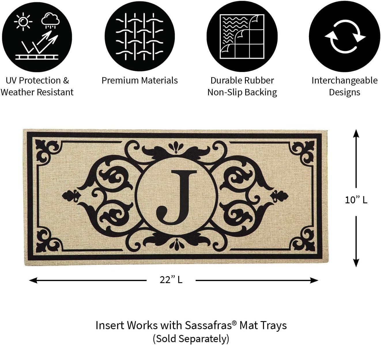 Evergreen Enterprises, Inc Monogram Cambridge Monogram Burlap Sassafras Switch 22 in. x 10 in. Non-Slip Indoor Door Mat