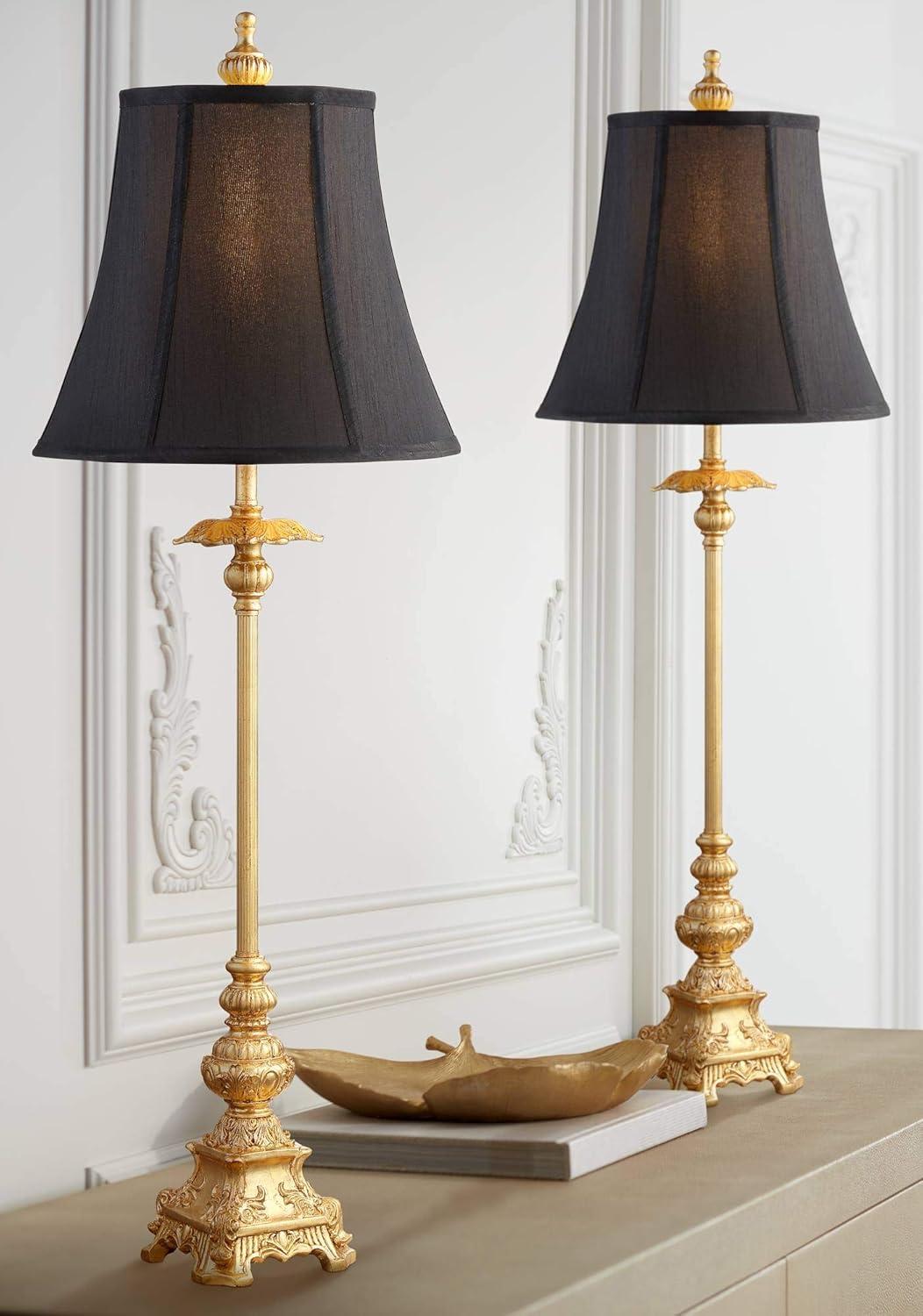 Regency Hill Juliette 36 1/2" Tall Skinny Large Buffet Traditional End Table Lamps Set of 2 Brown Light Bronze Finish Living Room Bedroom Bedside