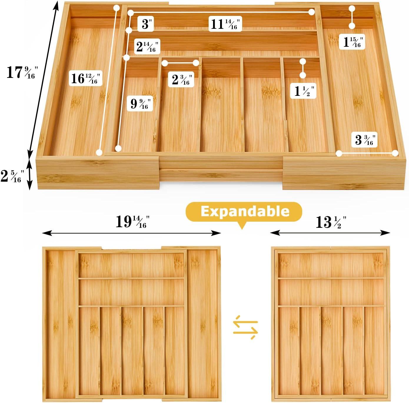 Expandable Bamboo Adjustable Kitchen Drawer Organizer