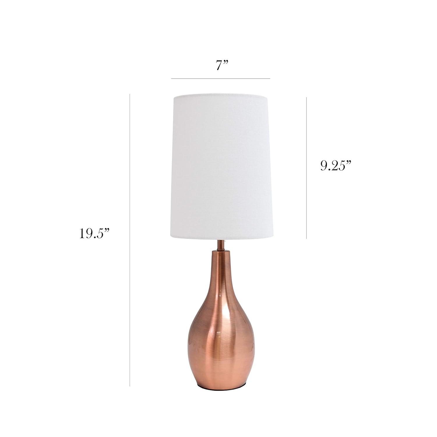 Simple Designs 1-Light Tear Drop Table Lamp Rose Gold: Bedroom, Accent Table, No Assembly Required