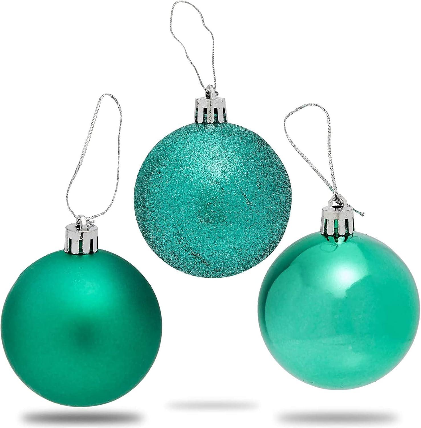 Forest Green Shatterproof Plastic Christmas Ornaments Set, 2.3 in, 36 Pack