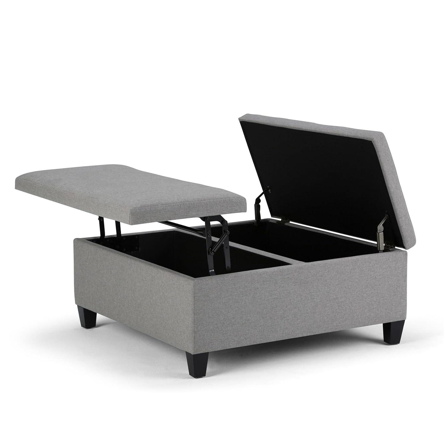 Simpli Home Ellis 36"W Upholstered Square Coffee Table Storage Ottoman with Split Lift Top & Reviews | Wayfair