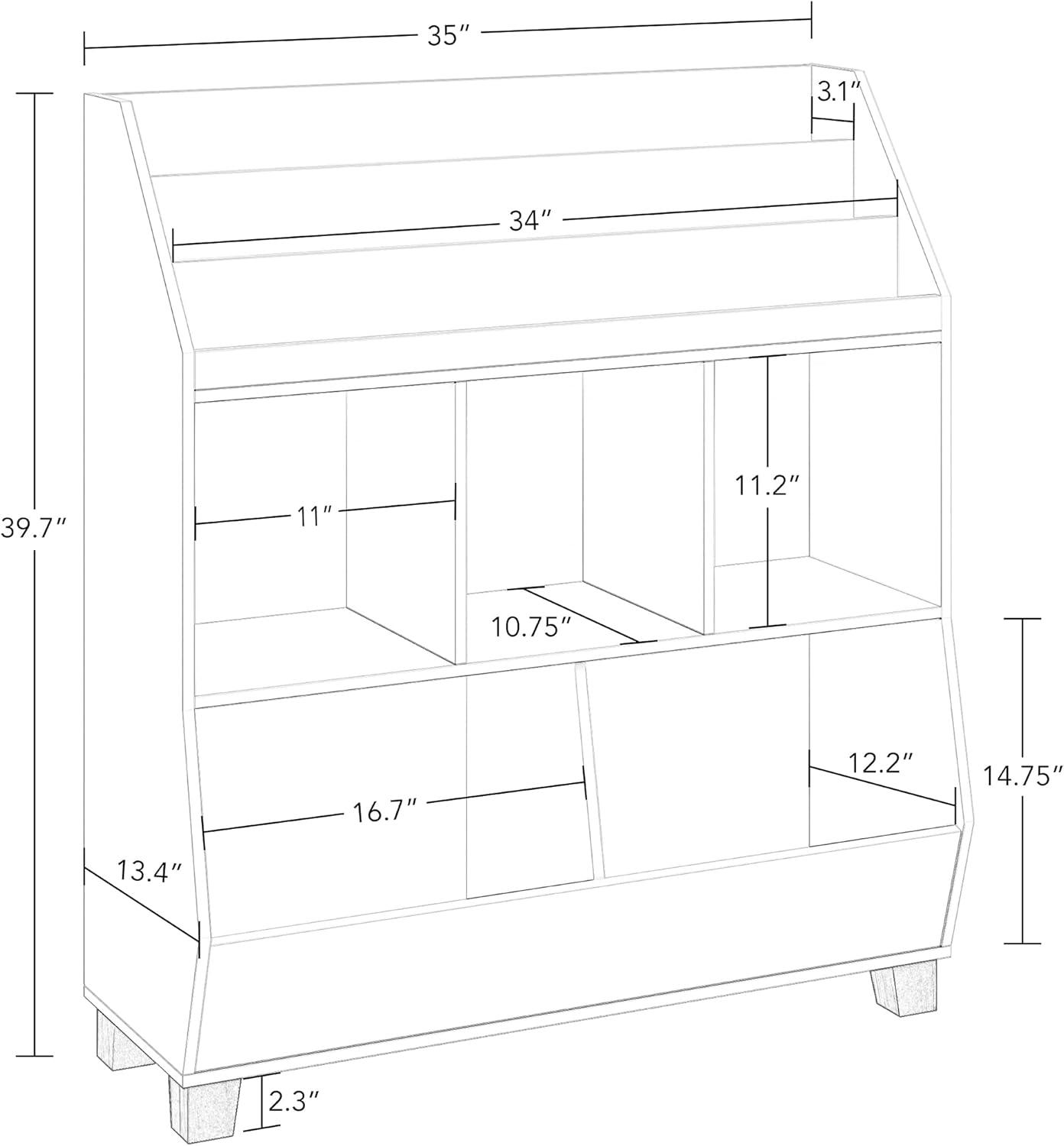 White Wooden Kids Toy Organizer with Cubby Storage