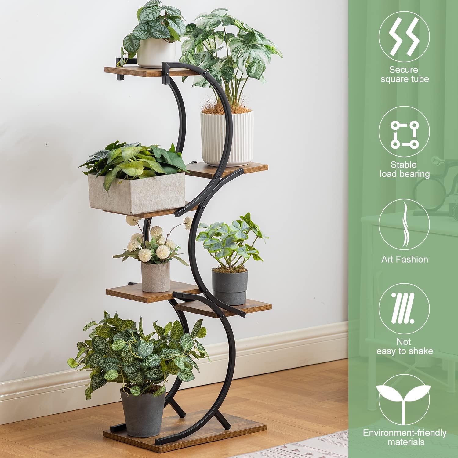 CHPHI Plant Stand Indoor 6-Tier wrought iron Plant Stand Green Indoor Tiered Use Office Home Decor, Flower Pot Holder Shelf for Living Room, Patio, Balcony
