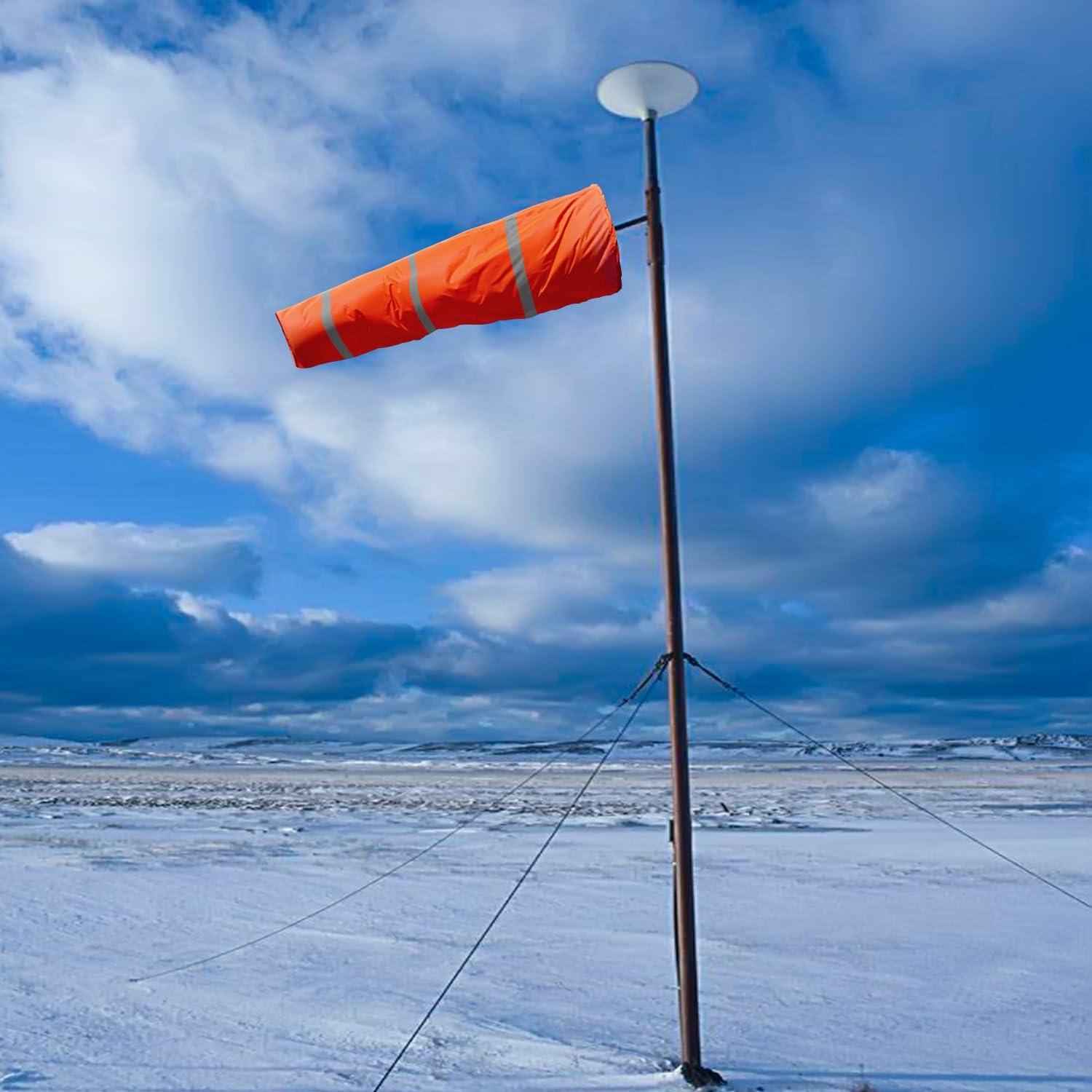 ANLEY 40-Inch Windsock - Rip-stop Polyester Wind Direction Measurement Sock Bag with Reflective Belt - For Outdoors Airport Farm & Park - Orange 3.3 Feet