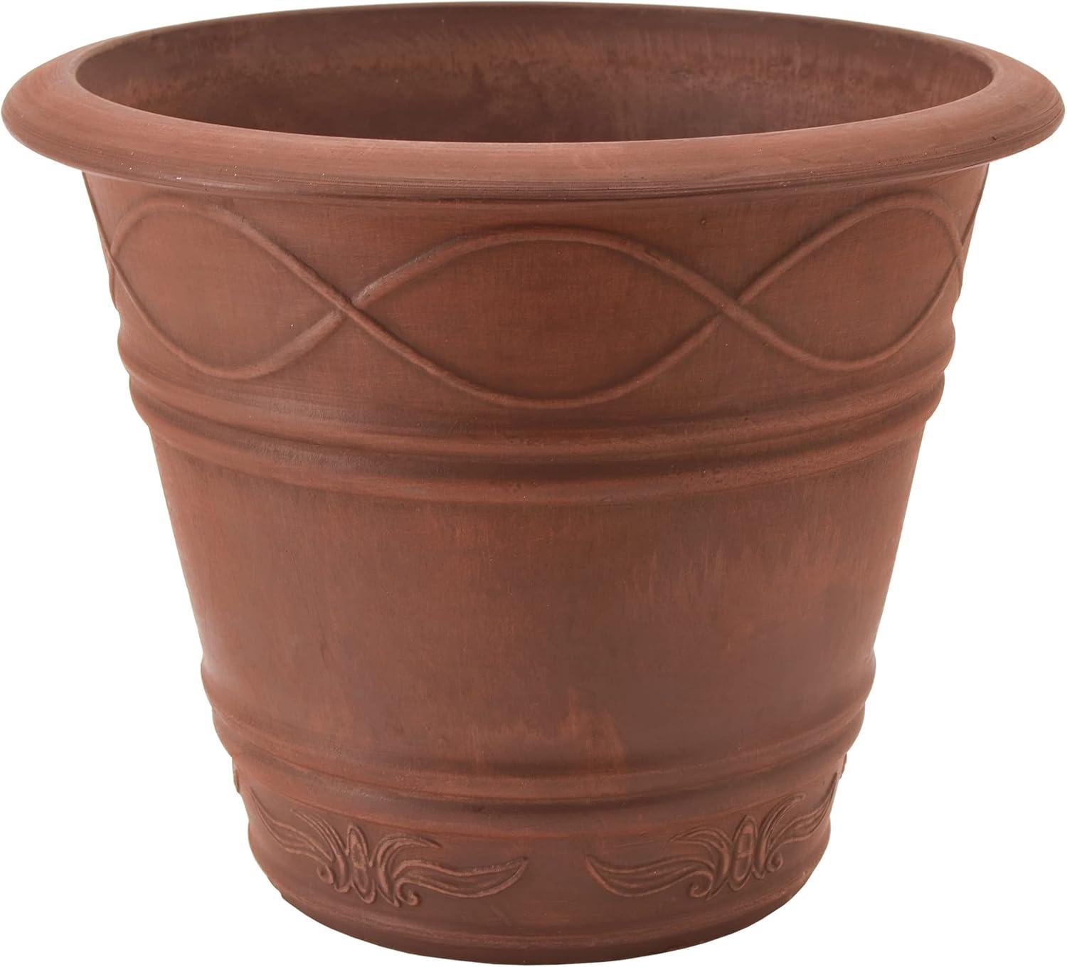 Large Terra Cotta Composite Round Outdoor Planter