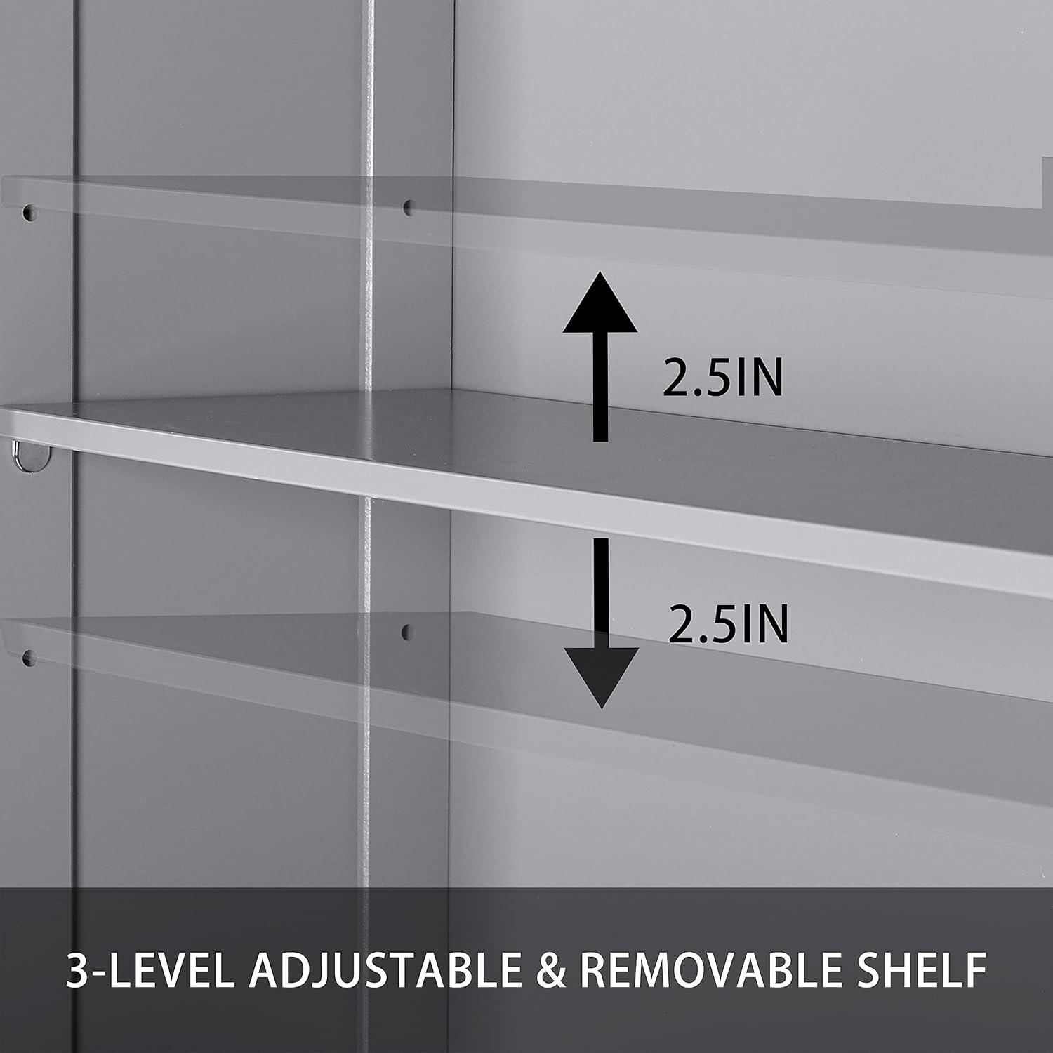 MUPATER Bathroom 67" Storage Cabinet Organizer with Shelves and Doors, Small Freestanding Toilet Shelf Space Saver with Anti-Tip Design and Adjustable Bottom Bar, White