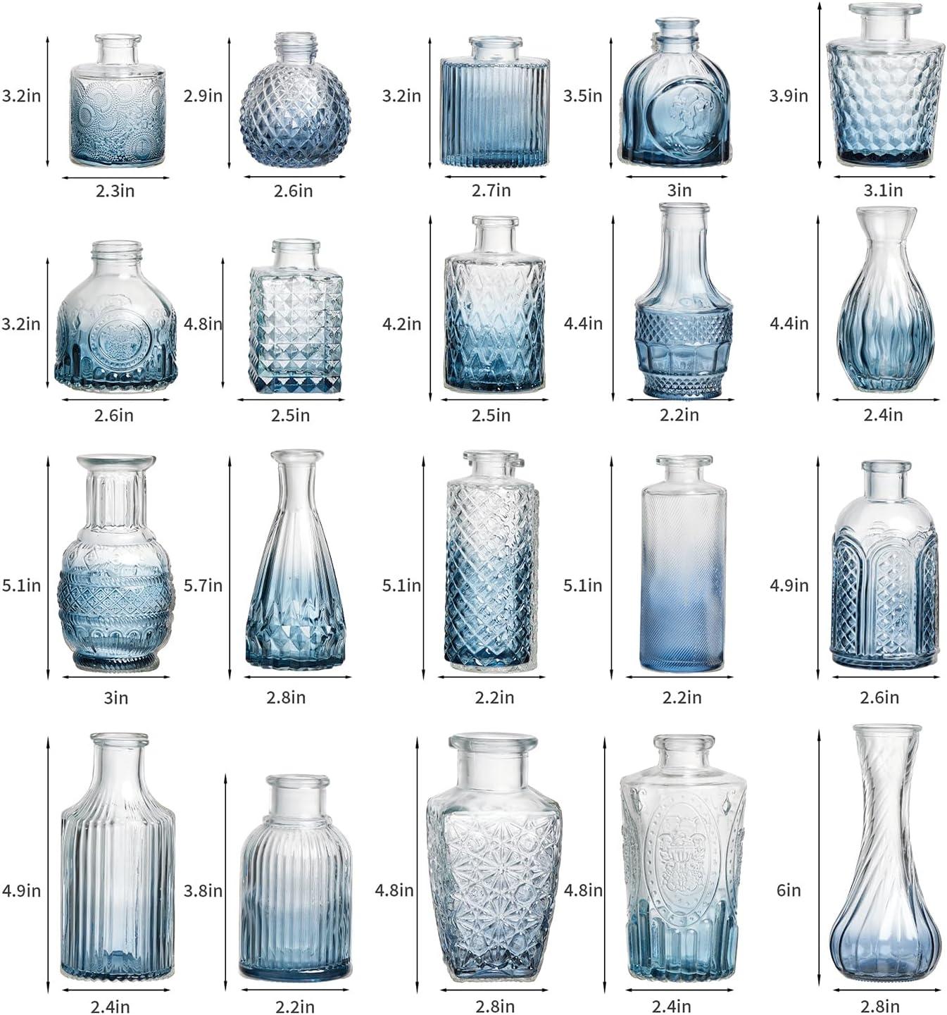 Bud Vases Set of 12, Small Glass Vases for Centerpieces, Small Flower Vases for Centerpieces, Vintage Mini Vase, Clear Bud Vase for Wedding Table Decor