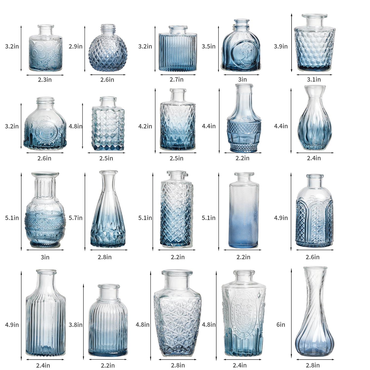 Bud Vases Set of 12, Small Glass Vases for Centerpieces, Small Flower Vases for Centerpieces, Vintage Mini Vase, Clear Bud Vase for Wedding Table Decor