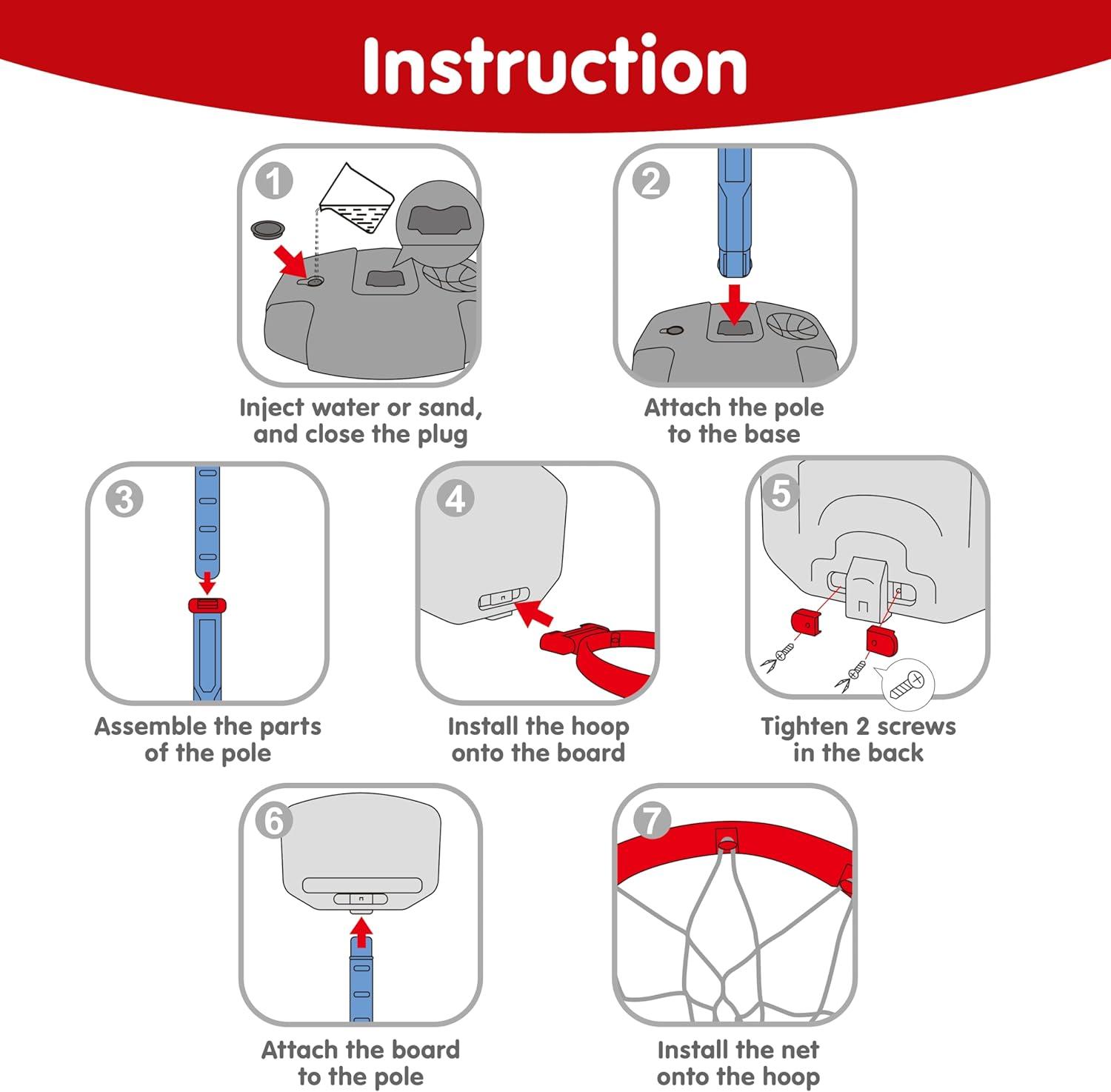Phantoscope Toddler Basketball Arcade Game Set, Adjustable Basketball Goal With 4 Balls For Kids Indoor Outdoor Play, Carnival Games, Christmas Birthday Gift For Age 1 And Up, Plastic, Blue And Orange