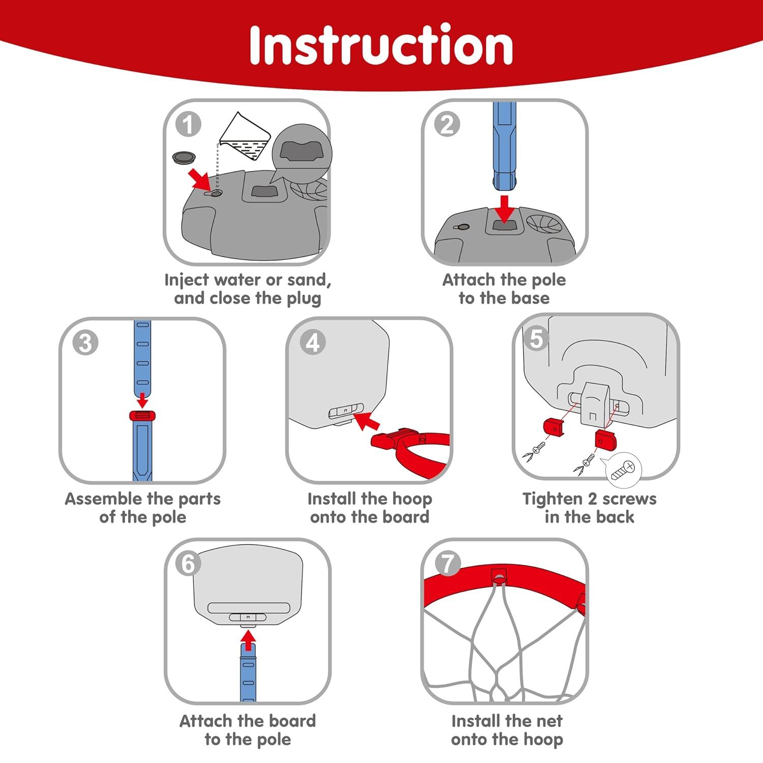 Phantoscope Toddler Basketball Arcade Game Set, Adjustable Basketball Goal With 4 Balls For Kids Indoor Outdoor Play, Carnival Games, Christmas Birthday Gift For Age 1 And Up, Plastic, Blue And Orange