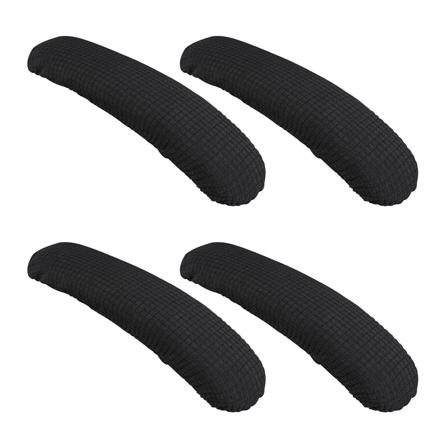 4 Pieces Office Chair Wheelchair Arm Covers, Removable Rotating Chair Stretch Armrest Cover, GIXUSIL Washable Polyester Armrest Pads Rest Slipcovers for Home Office Computer Chairs (Black)