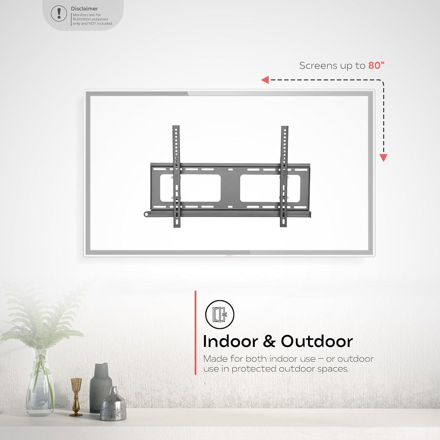 Mount-It Weatherproof TV Wall Mount | Lockable & Tilting 2.1 Low Profile Fits 37 - 80 In. Tvs