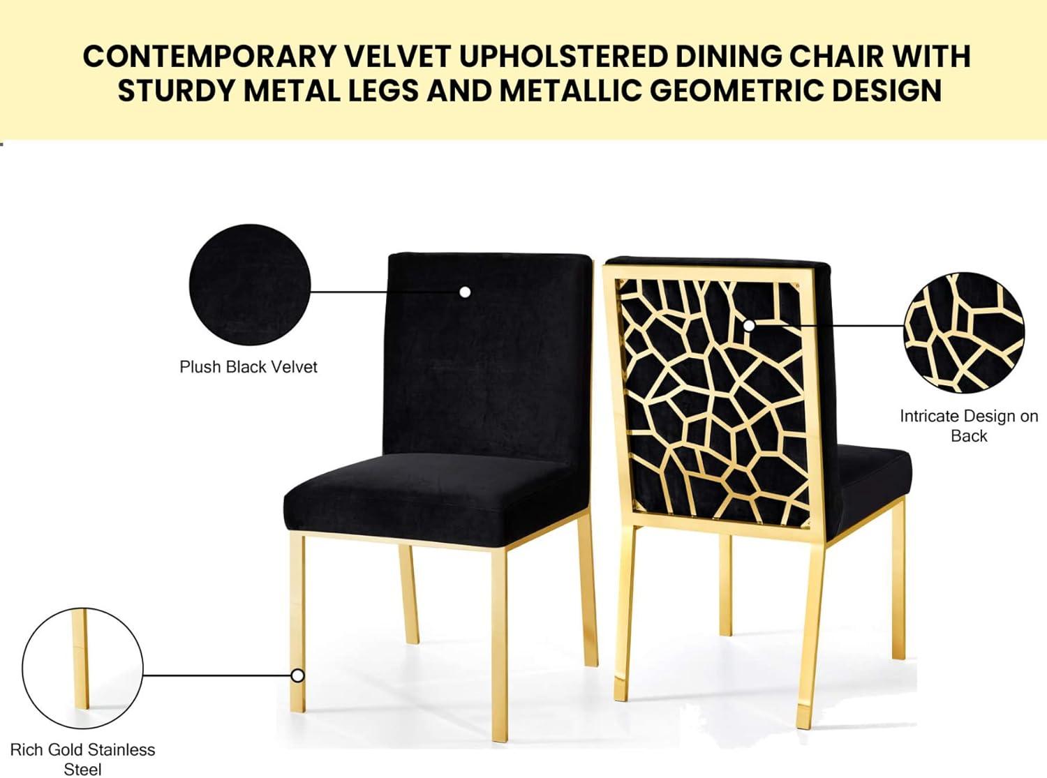 Opal Black Velvet Dining Chair with Gold Metal Frame