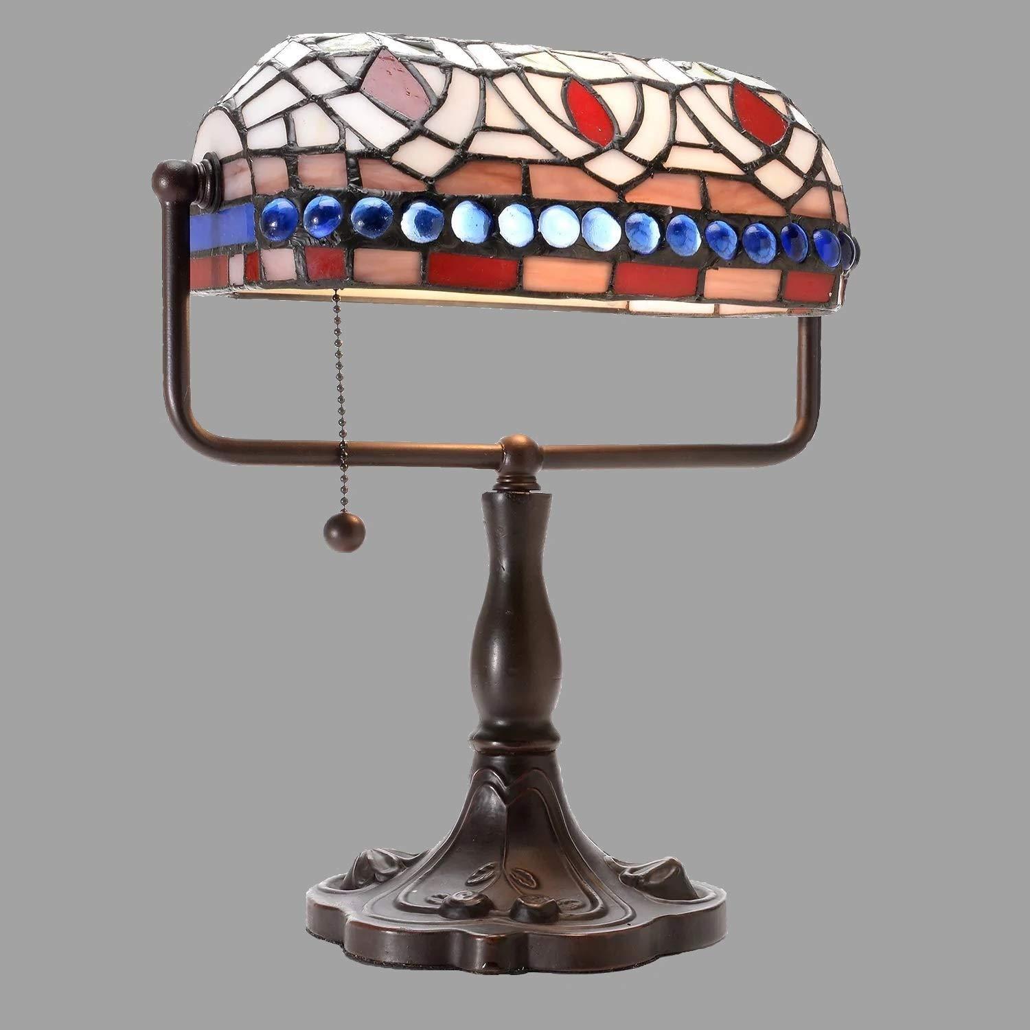Warehouse of Tiffany 12-in Brown Bankers Desk Lamp with Metal Shade