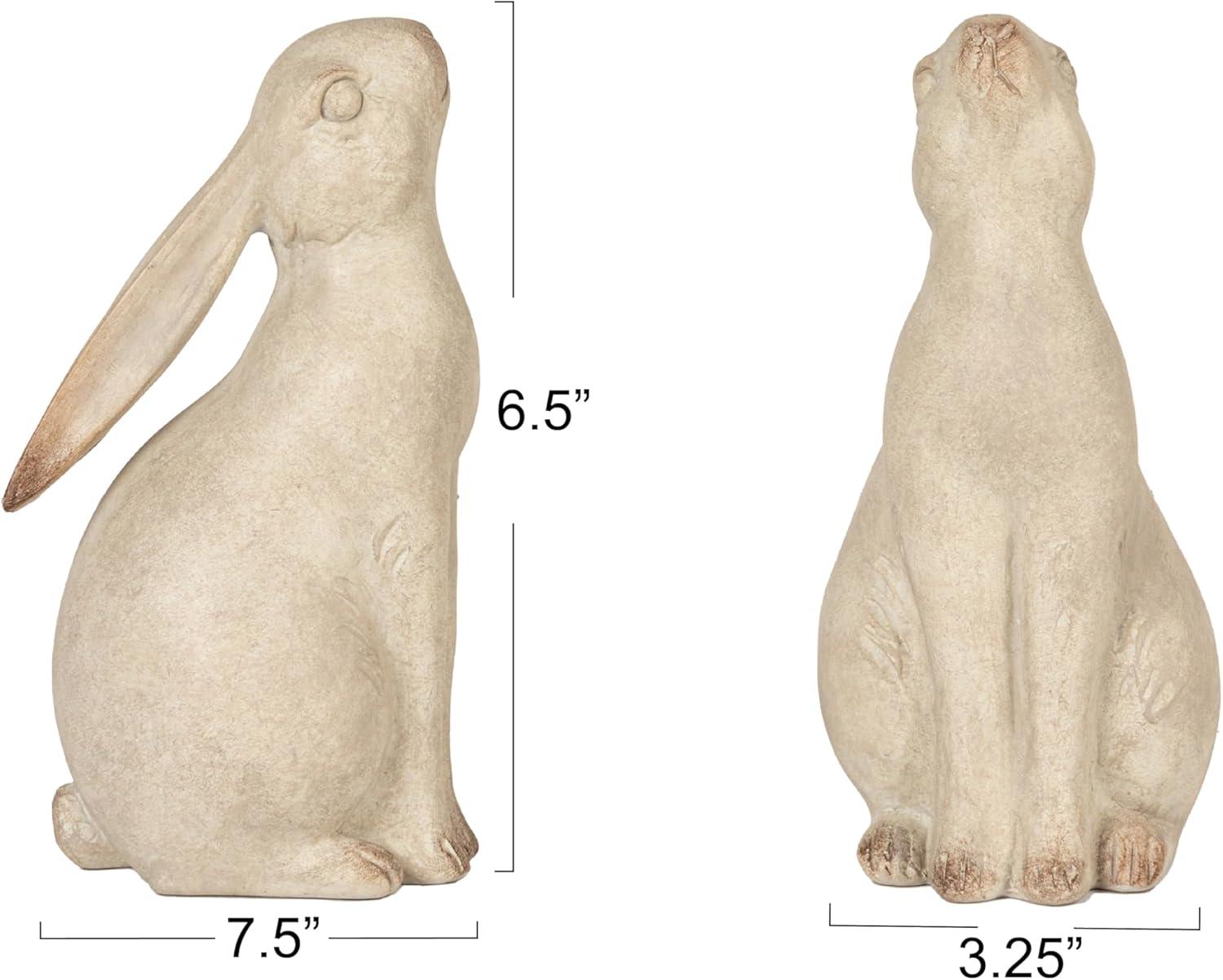 Distressed Beige Resin Rabbit Nursery Bookends, Set of 2