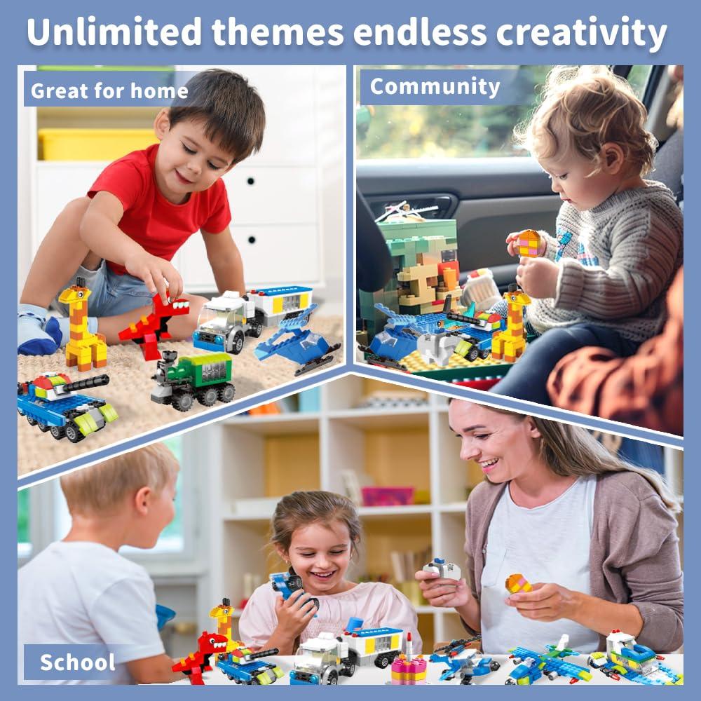 Fun Little Toys 1100 Pcs Building Bricks, 17 Colors & 147 Mixed Shapes, Compatible with Major Brands STEM Toy Set for Kids 3-12