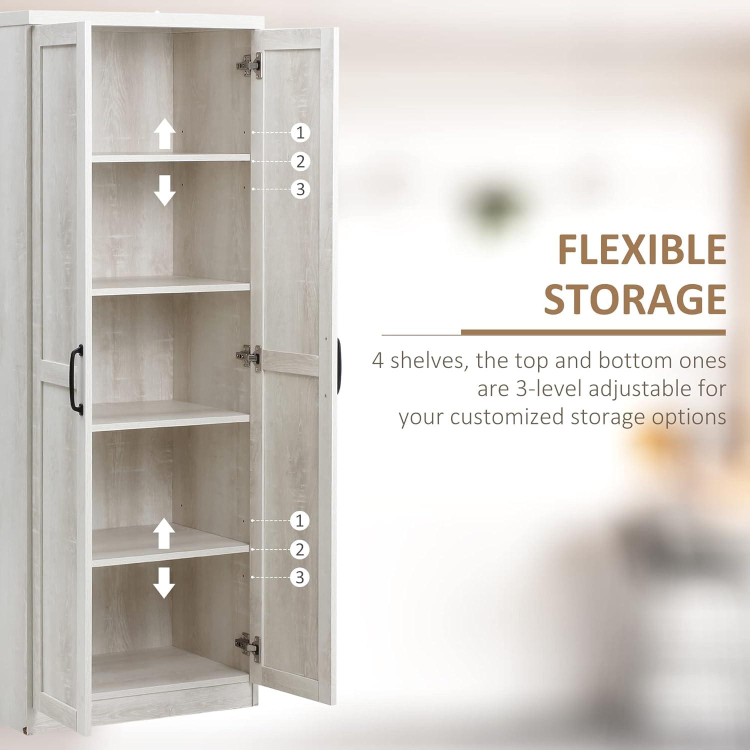 NicBex 63 Inch 5-Tier Kitchen Pantry Storage Cabinet with 2 Doors and Adjustable Shelves for Dining Room,Bathroom,Kitchen