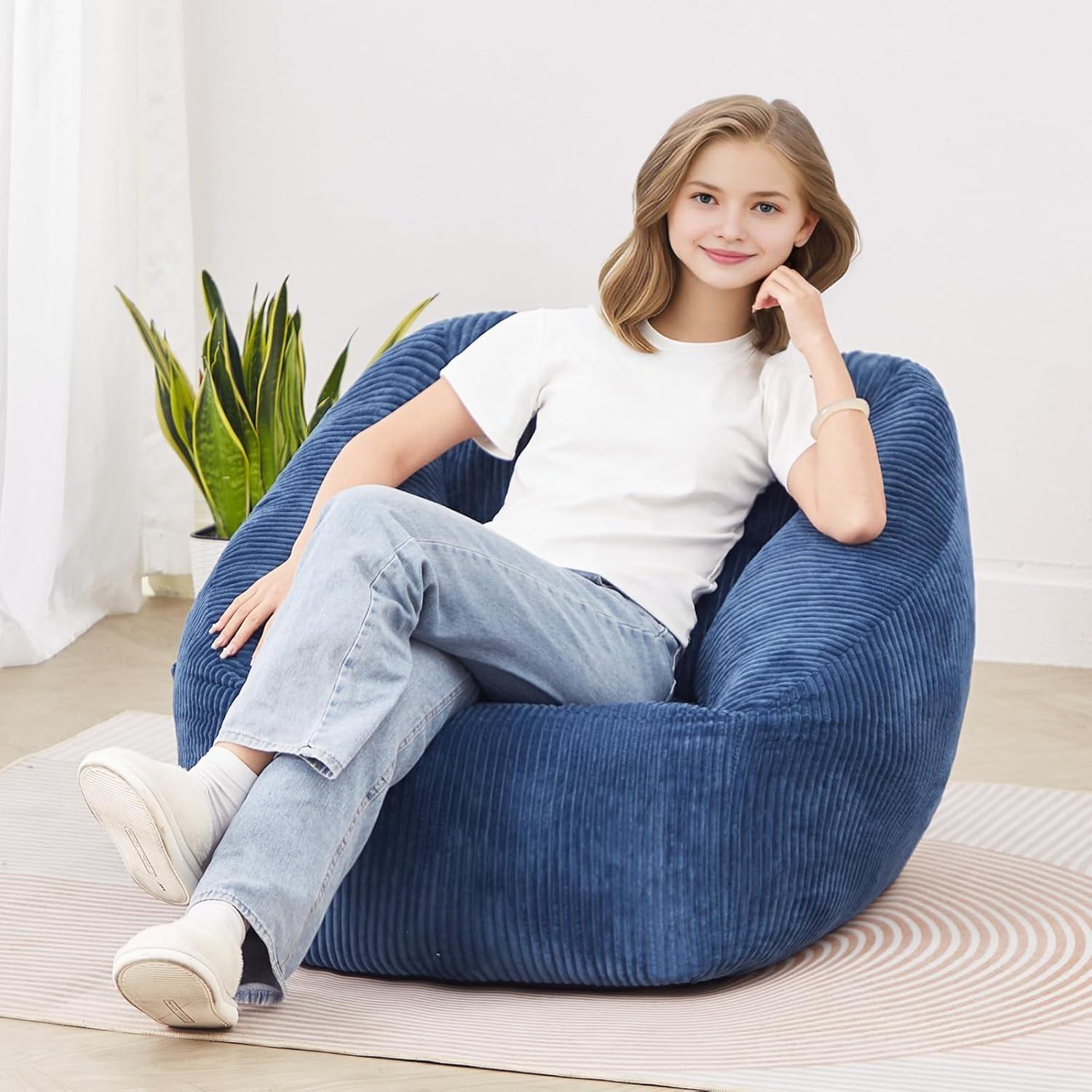 VEVOR 3-Foot Bean Bag Chair with Soft Armrests & Storage Pocket – Comfortable Seating for Home