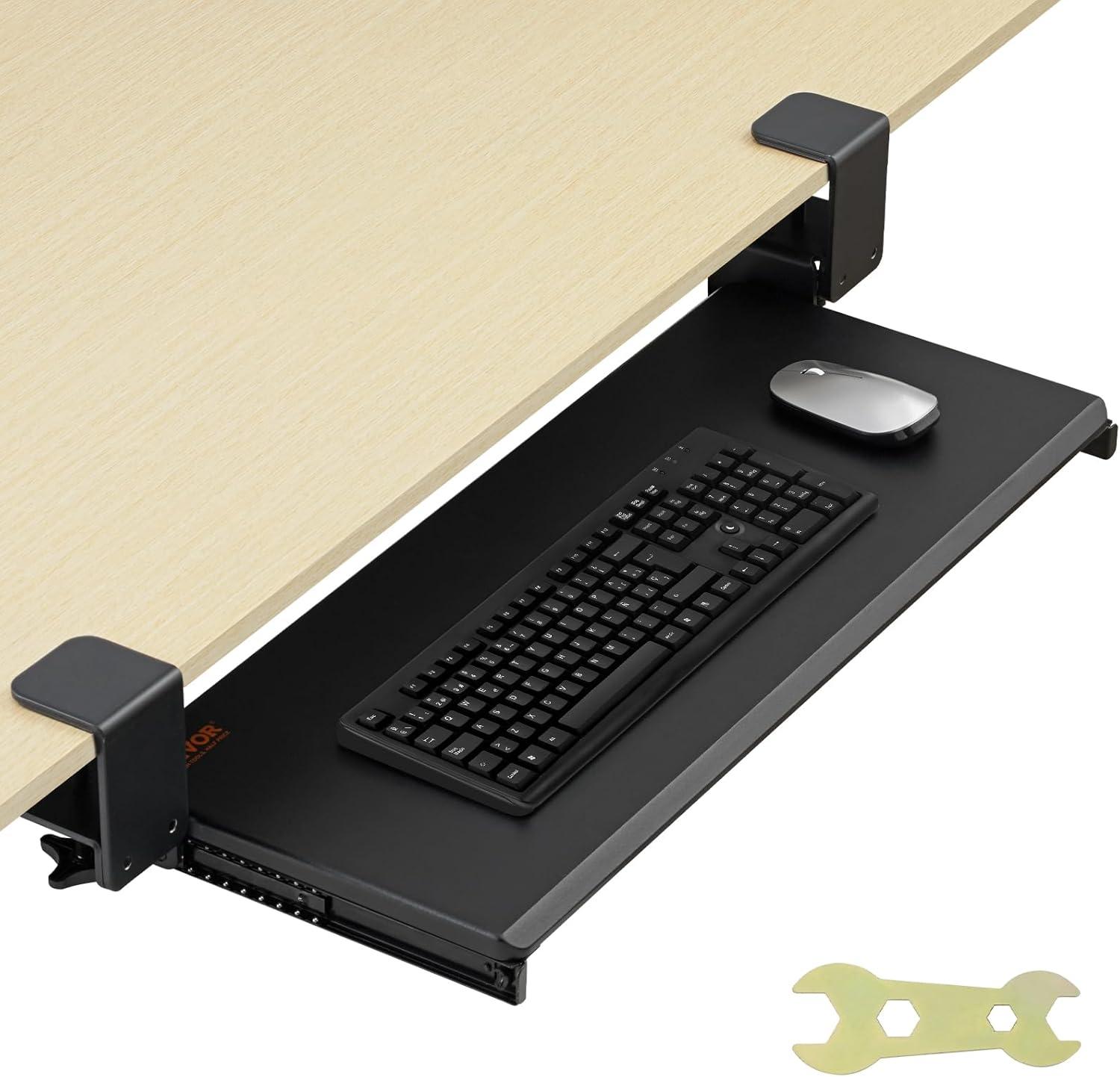 Computer Keyboard Tray Under Desk Pull-Out Keyboard and Mouse Tray