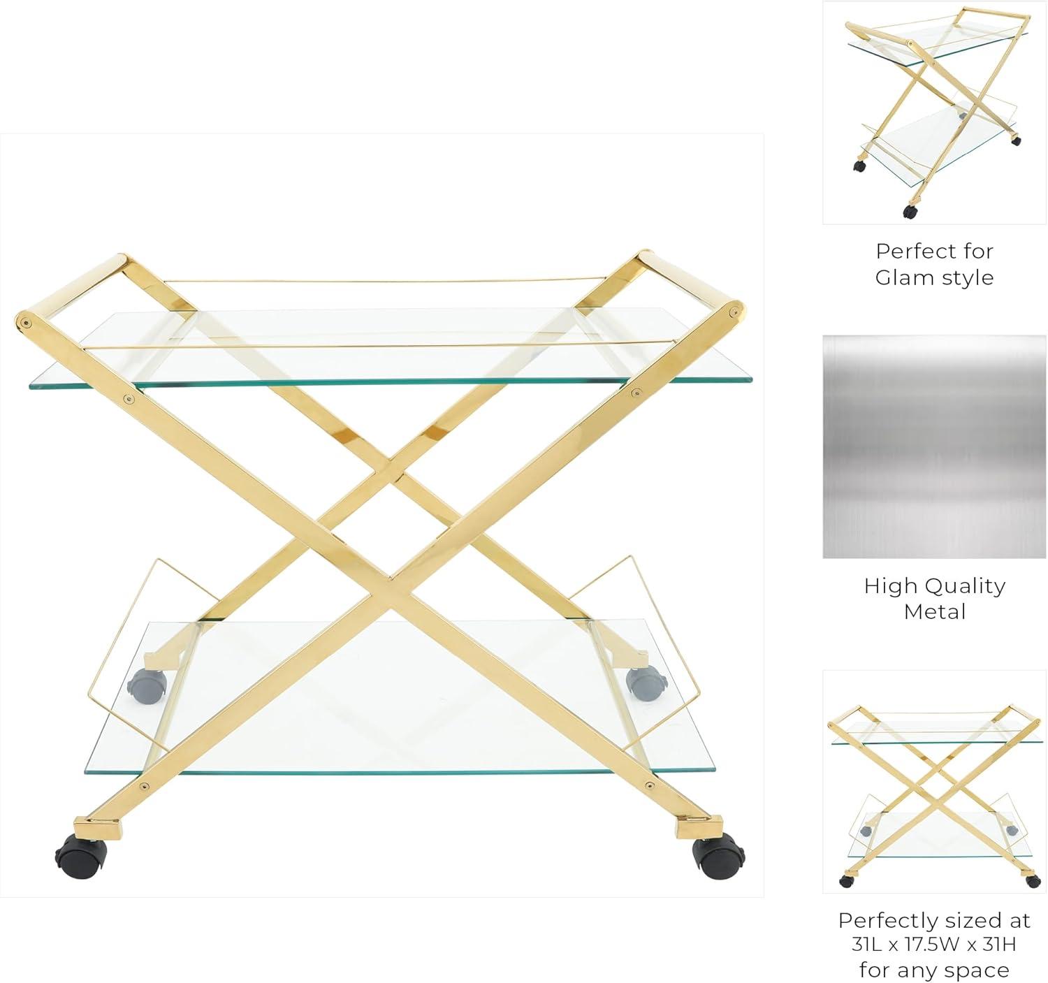 Sagebrook Home Rolling Bar Cart Gold