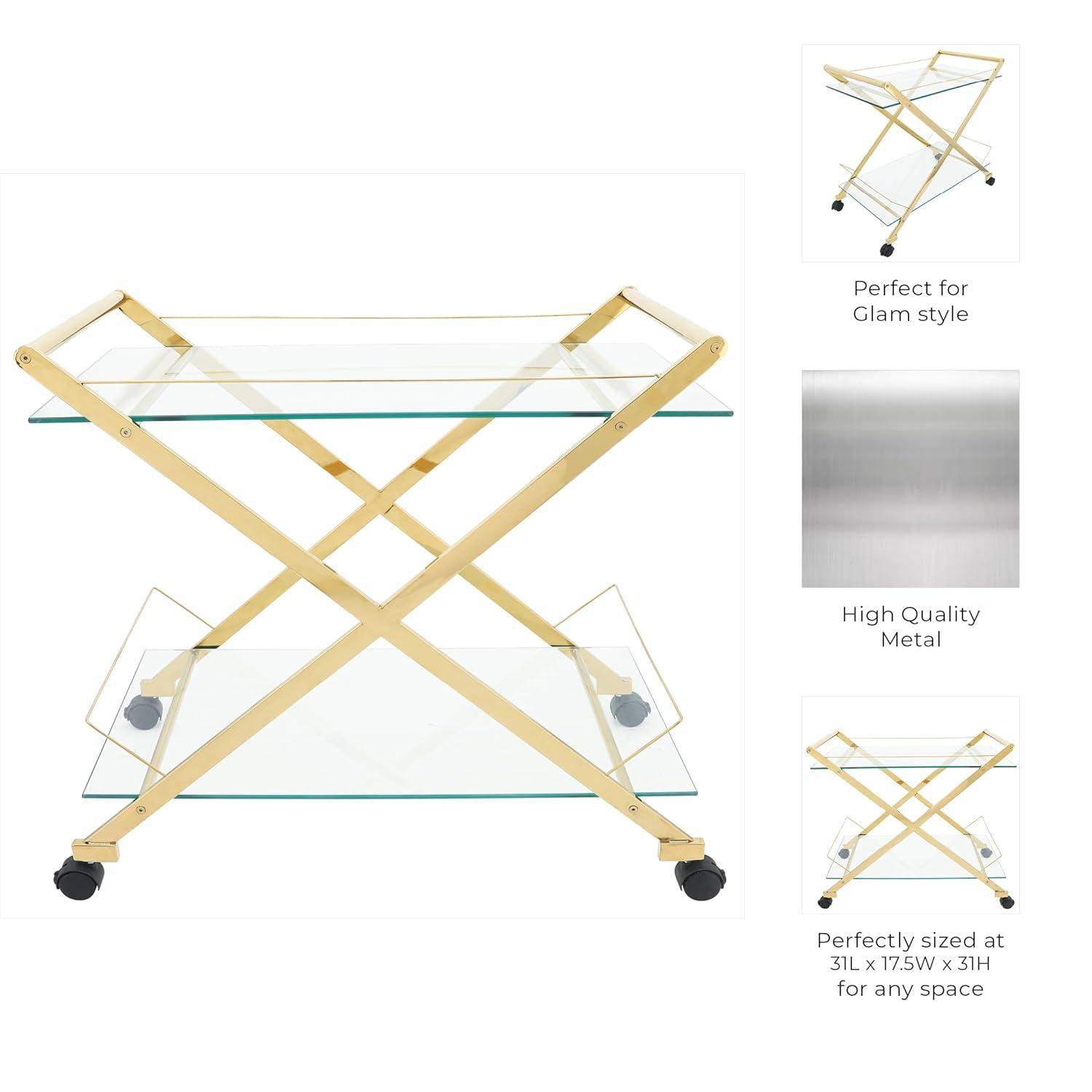 Sagebrook Home Rolling Bar Cart Gold