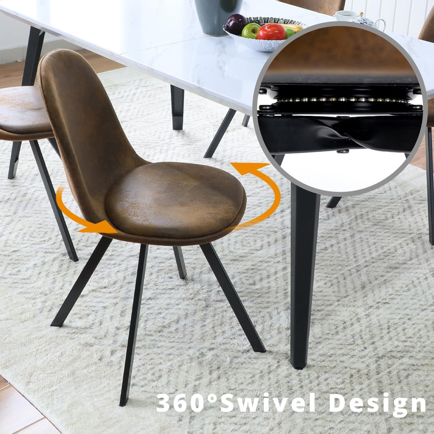 Swivel Dining Chairs Set of 4, Century Modern Chairs Accent Side Chairs for Kitchen, Dining Living Dressing Room, Bedroom, 360° Rotating Office Side Chairs