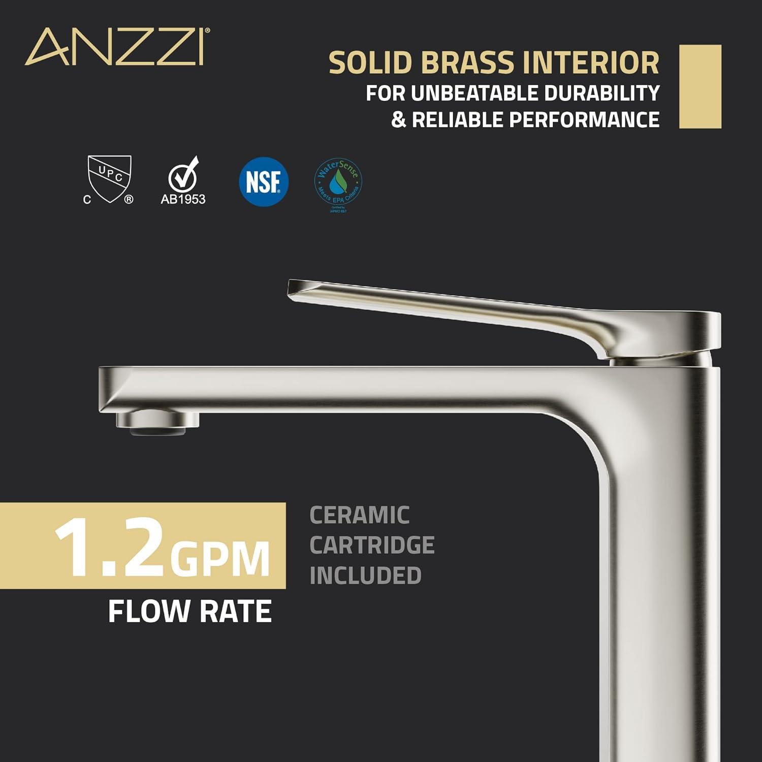 Brushed Nickel Single Handle Bathroom Faucet with Pop-Up Drain