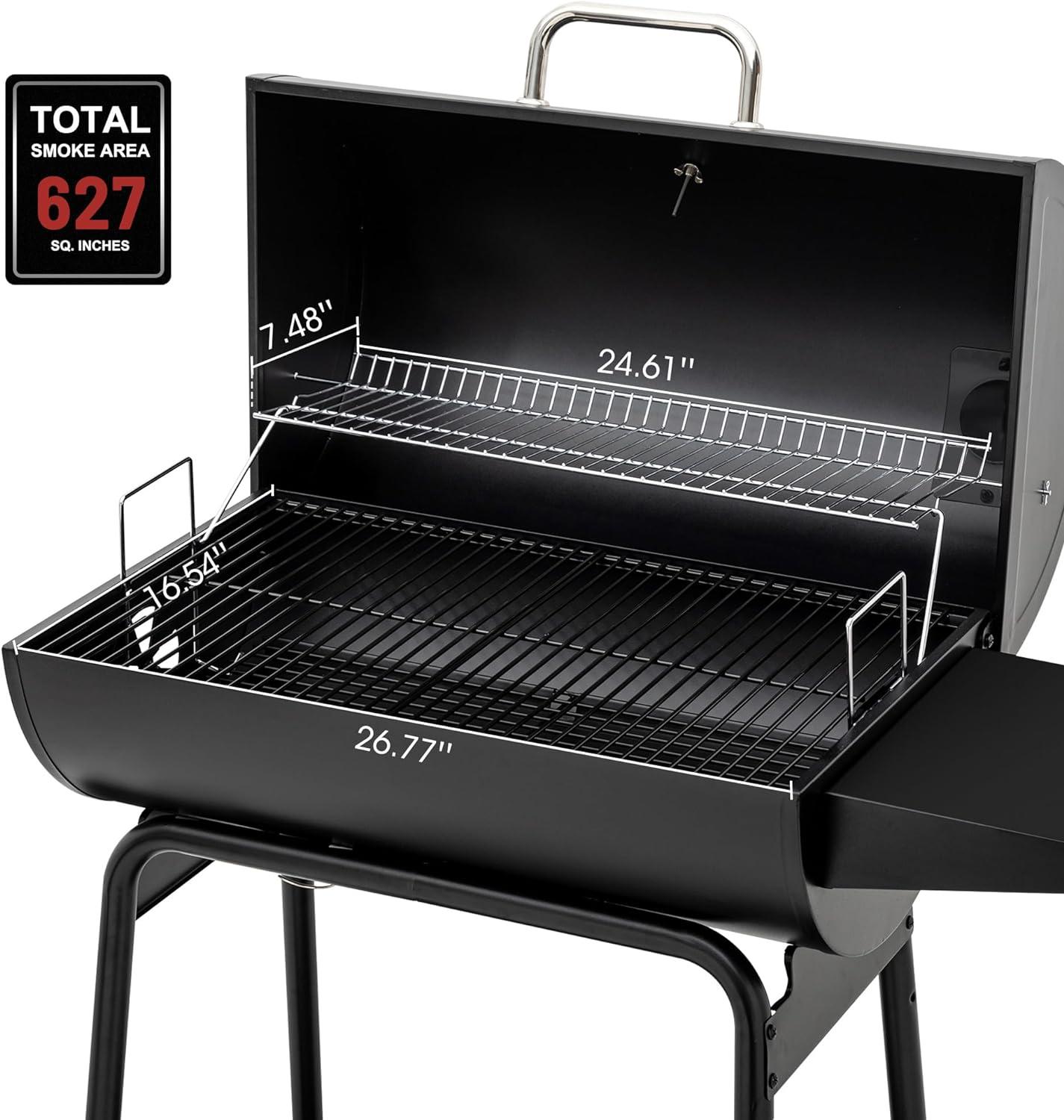 Royal Gourmet 30" Barrel Charcoal Grill with Side Shelf