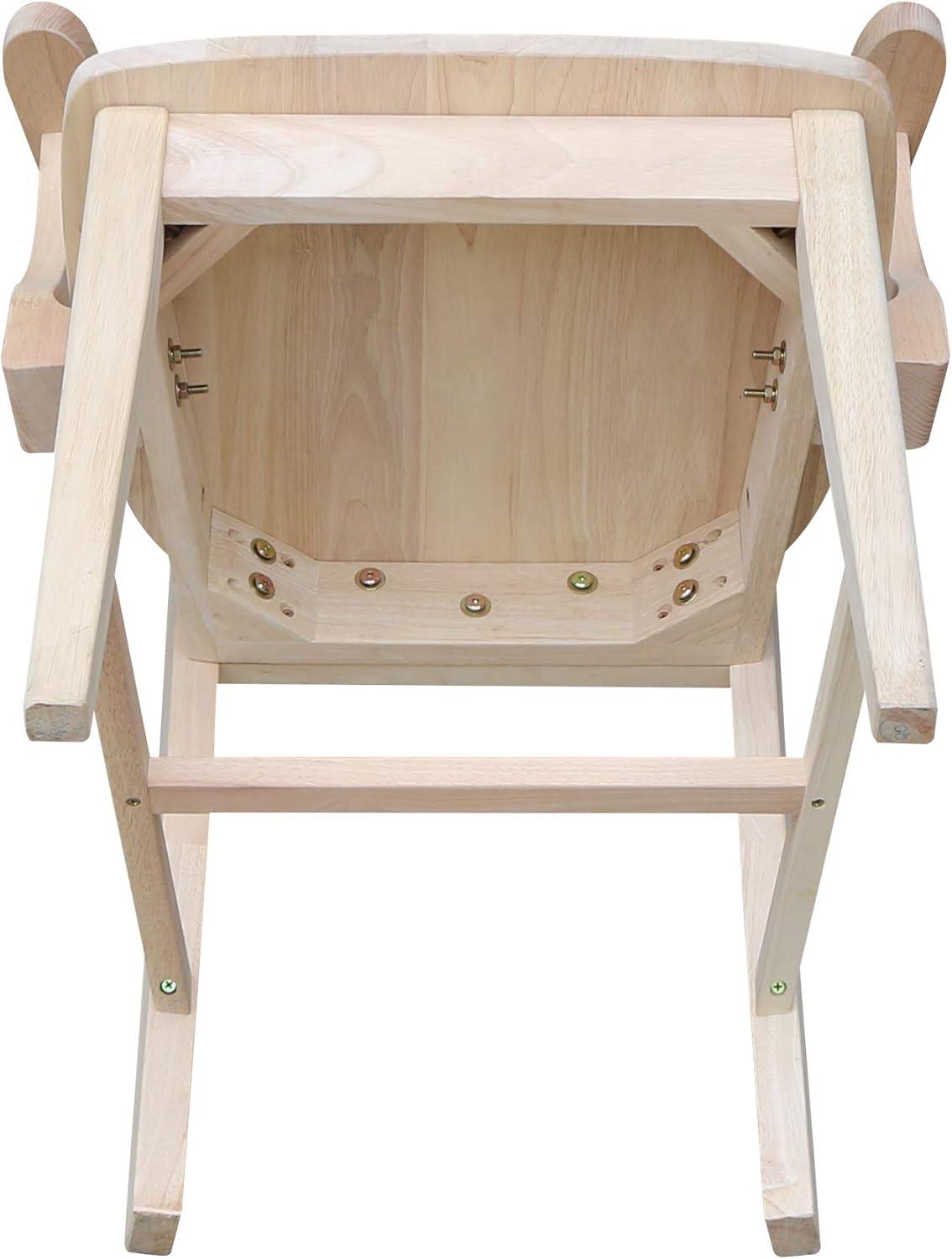 Mission Side Chair with Arms Unfinished - International Concepts: Solid Wood, Slat Back, Kitchen Furniture