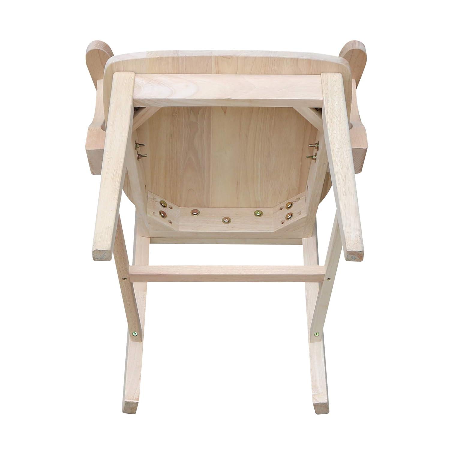 Mission Side Chair with Arms Unfinished - International Concepts: Solid Wood, Slat Back, Kitchen Furniture