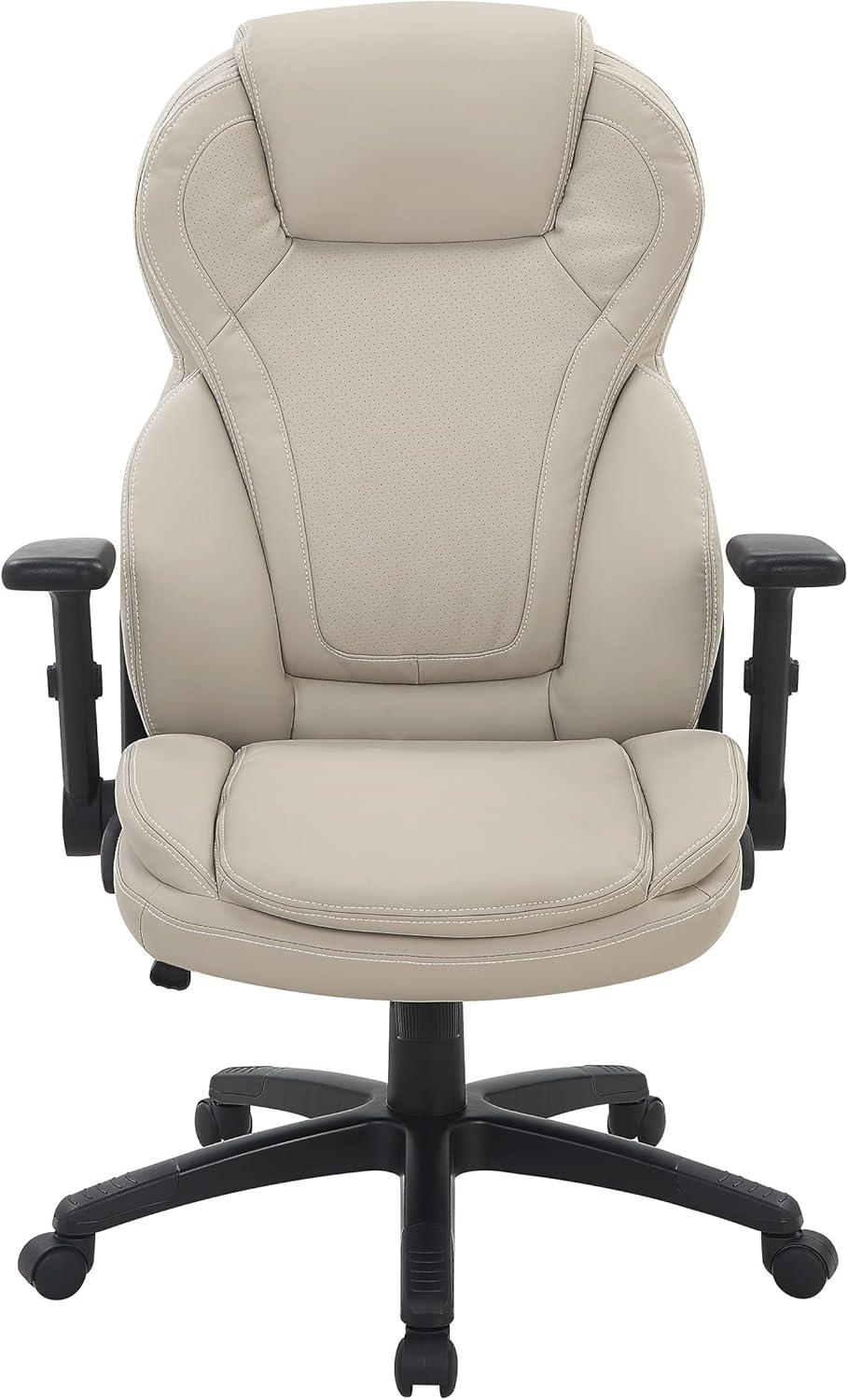 Executive High Back Taupe Gray Bonded Leather Office Chair