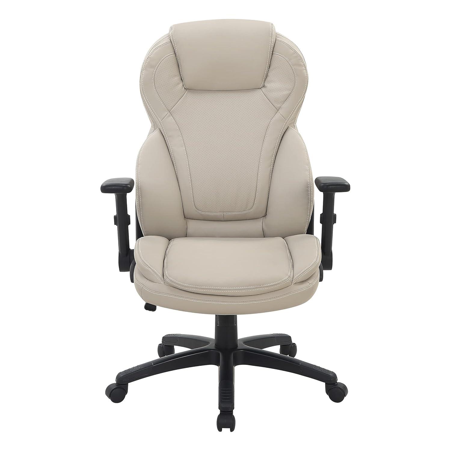 Executive High Back Taupe Gray Bonded Leather Office Chair