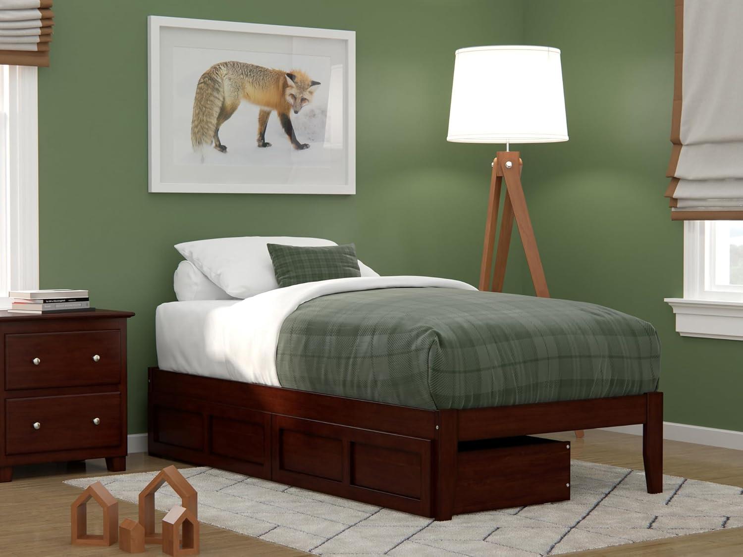 Twin Colorado Bed with USB Turbo Charger, 2 Underbed Drawers - AFI: Hardwood, No Box Spring Required